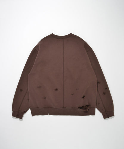 "haute" damage sweat crew neck - black