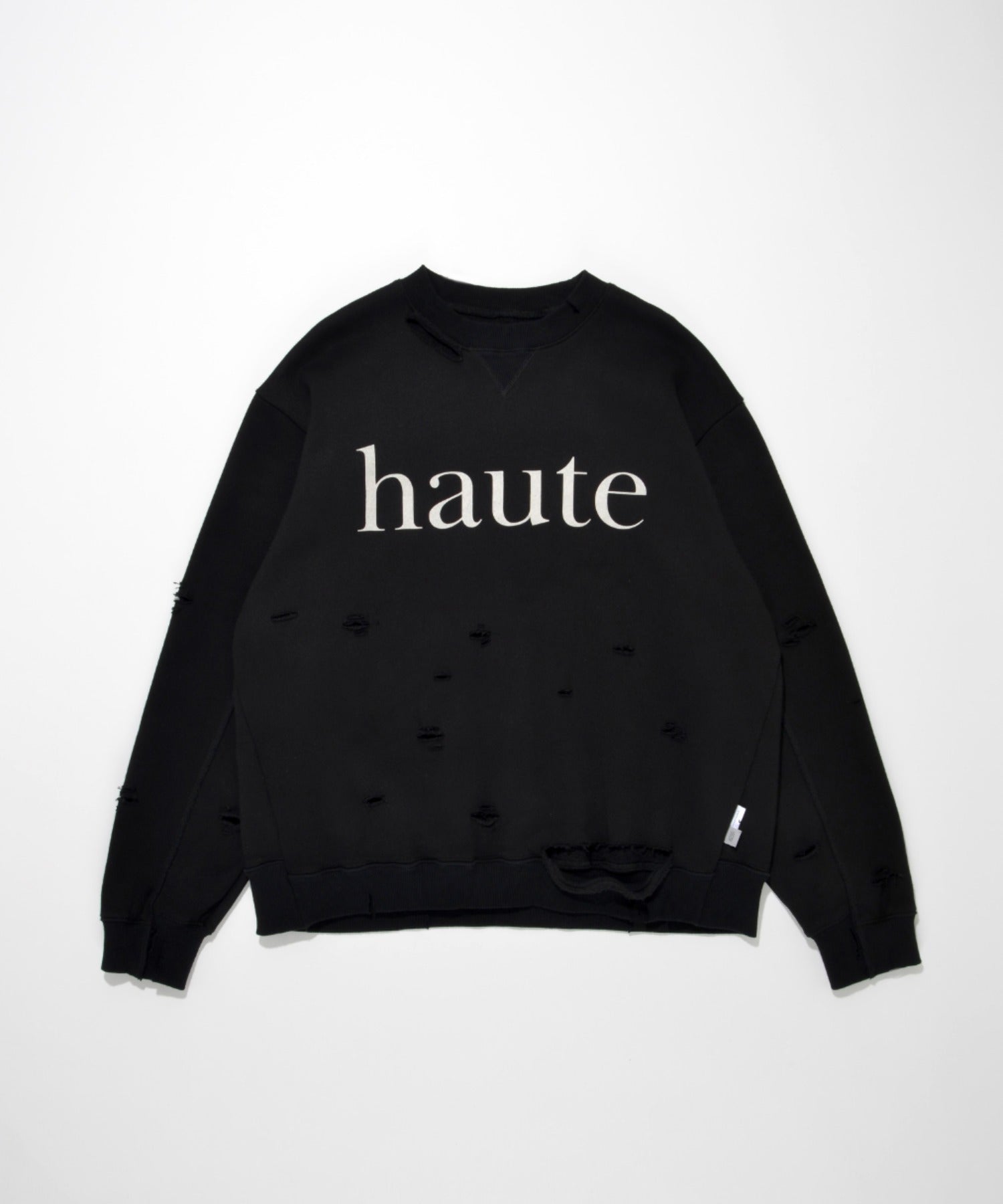 "haute" damage sweat crew neck - brown