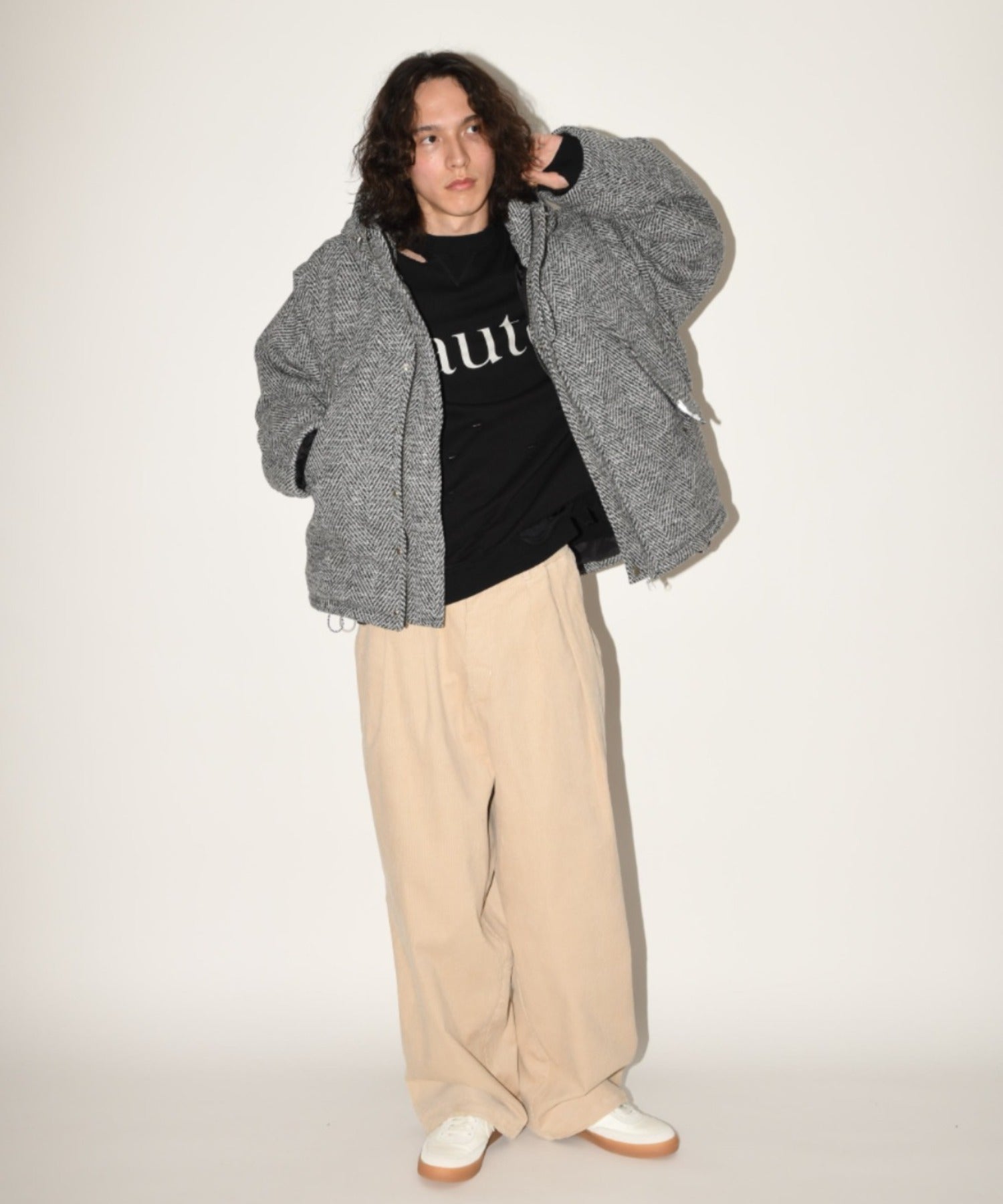 "haute" damage sweat crew neck - brown