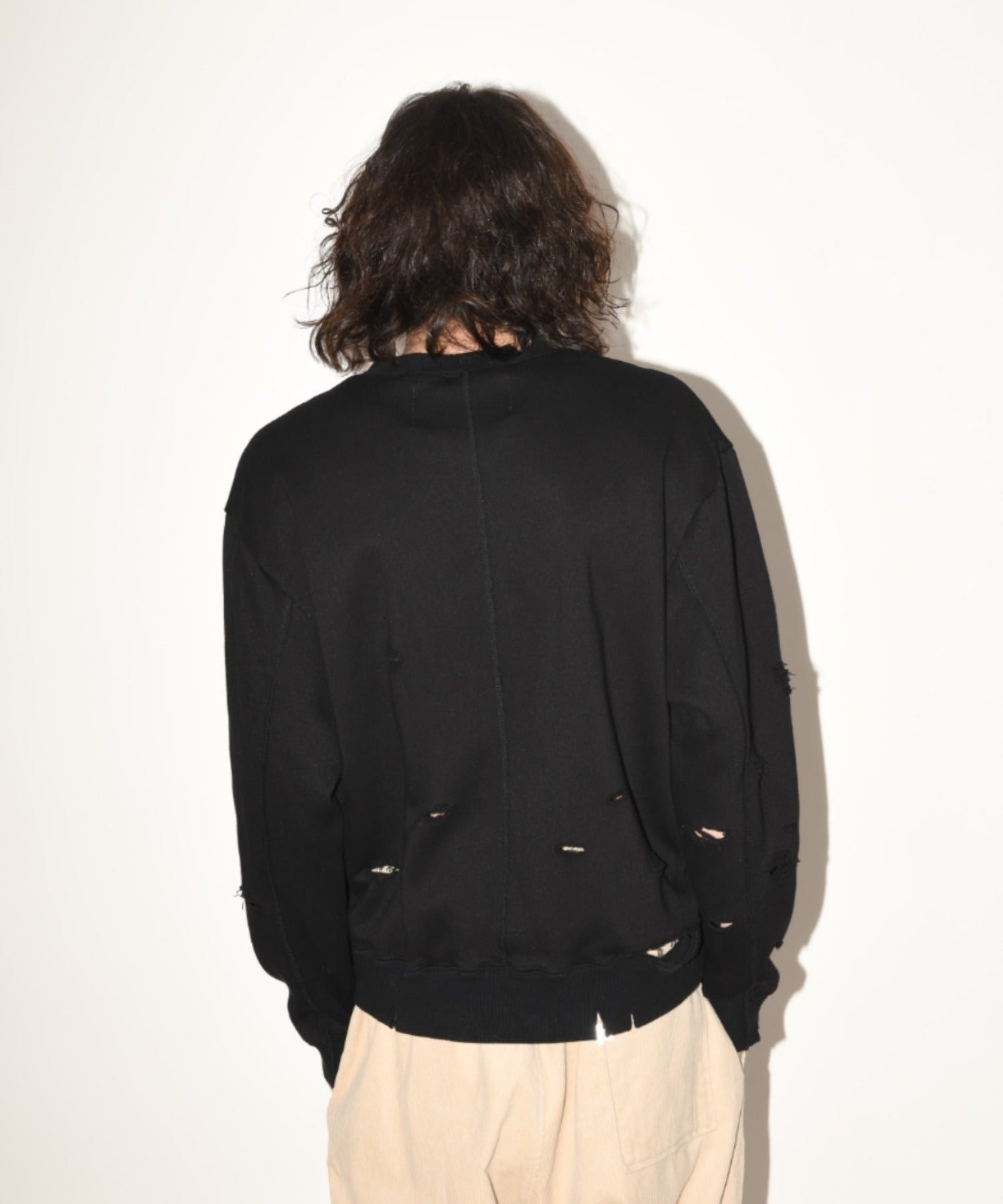 "haute" damage sweat crew neck - brown