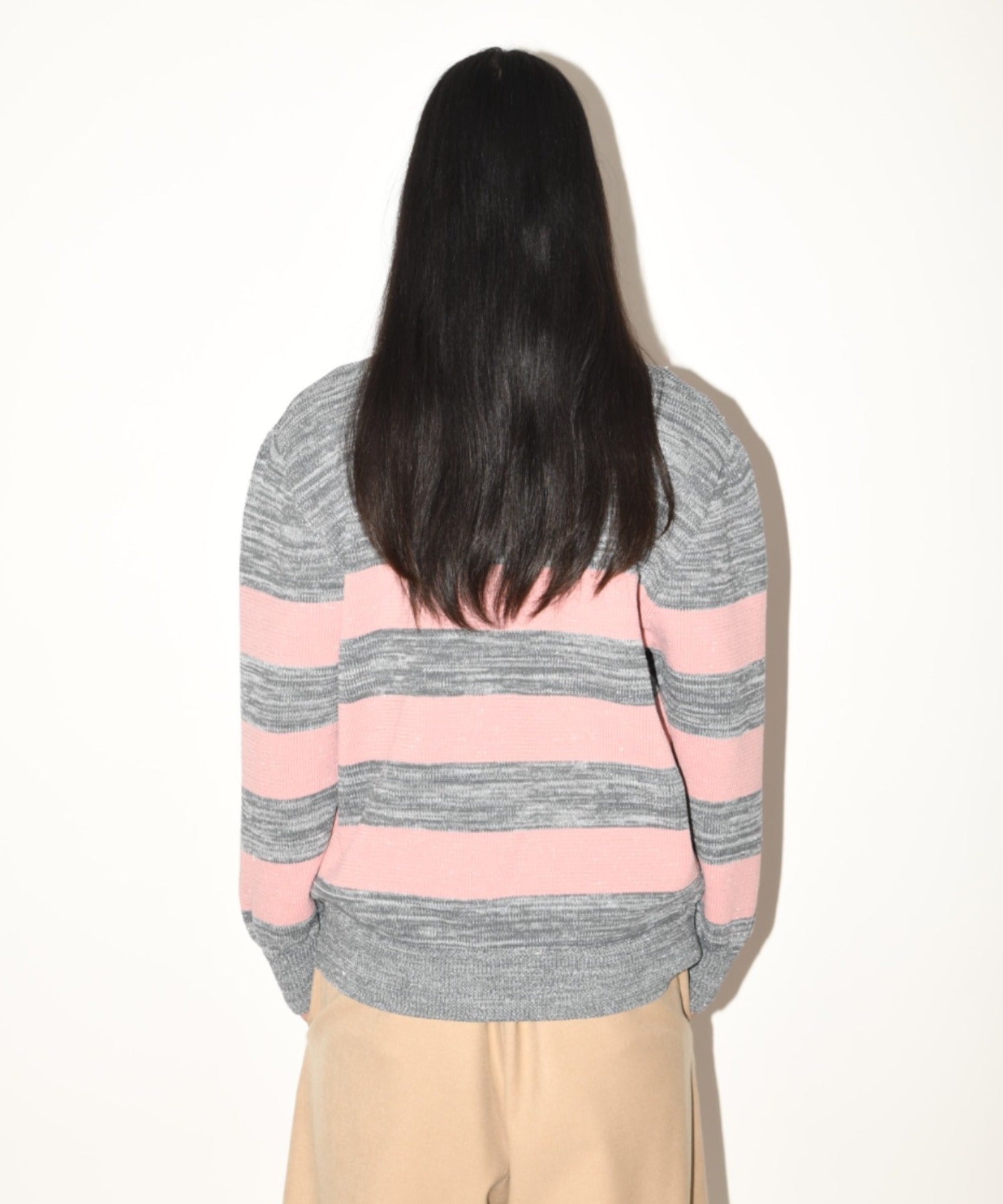 Glitter mix half zip border knit - black mix