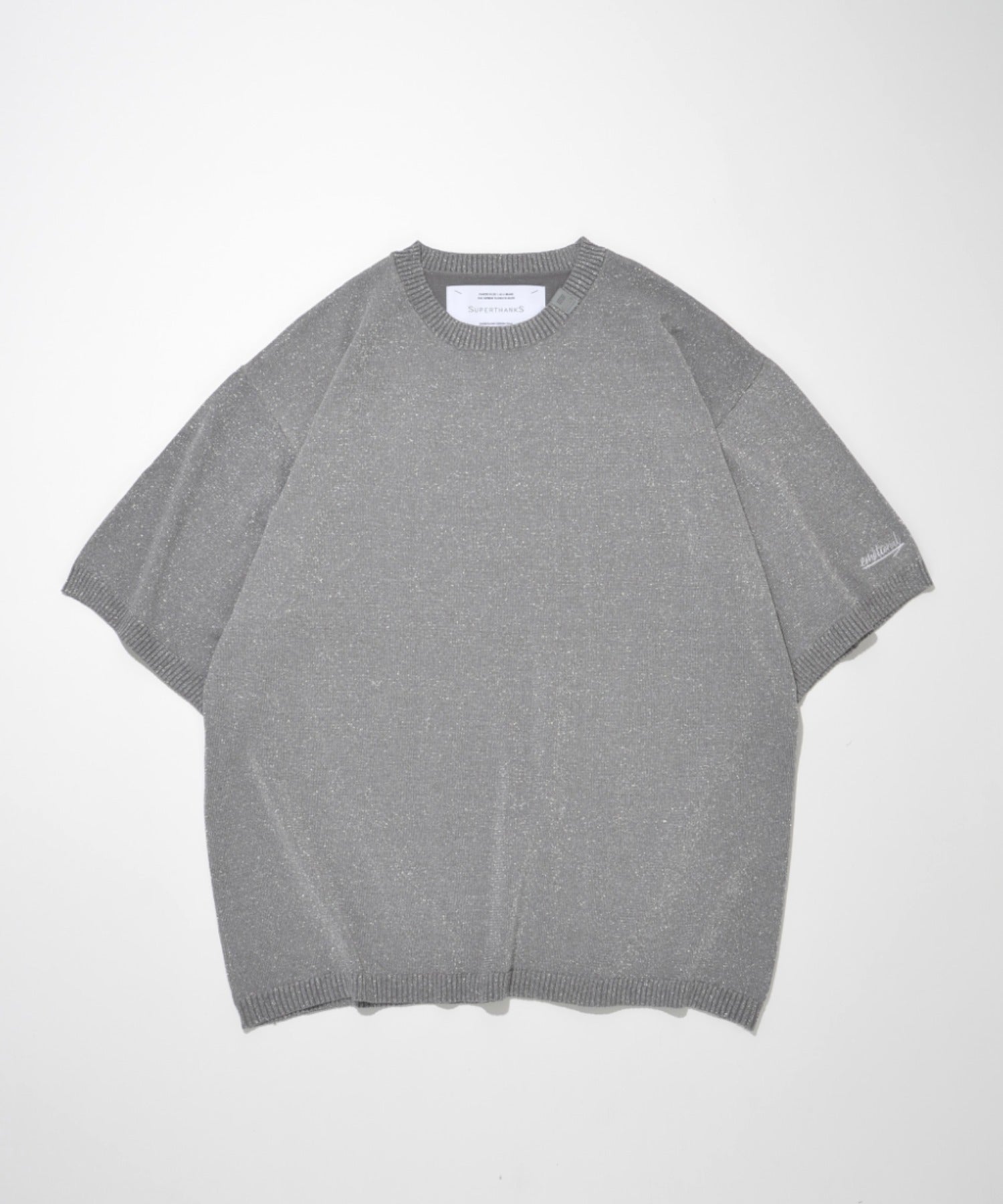 Glitter mix half-sleeve knit - gray mix