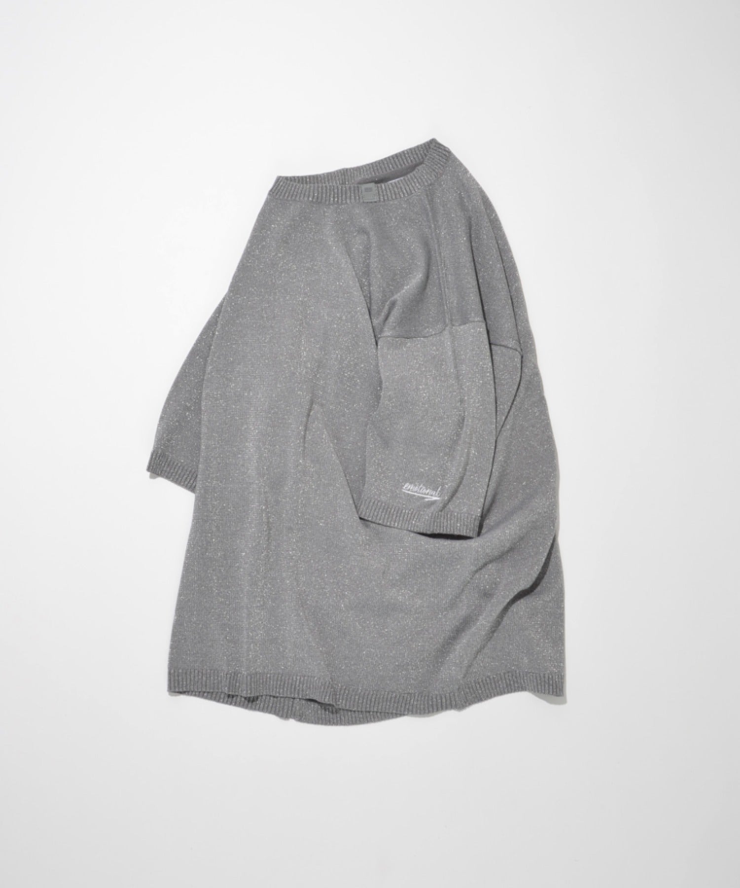 Glitter mix half-sleeve knit - gray mix