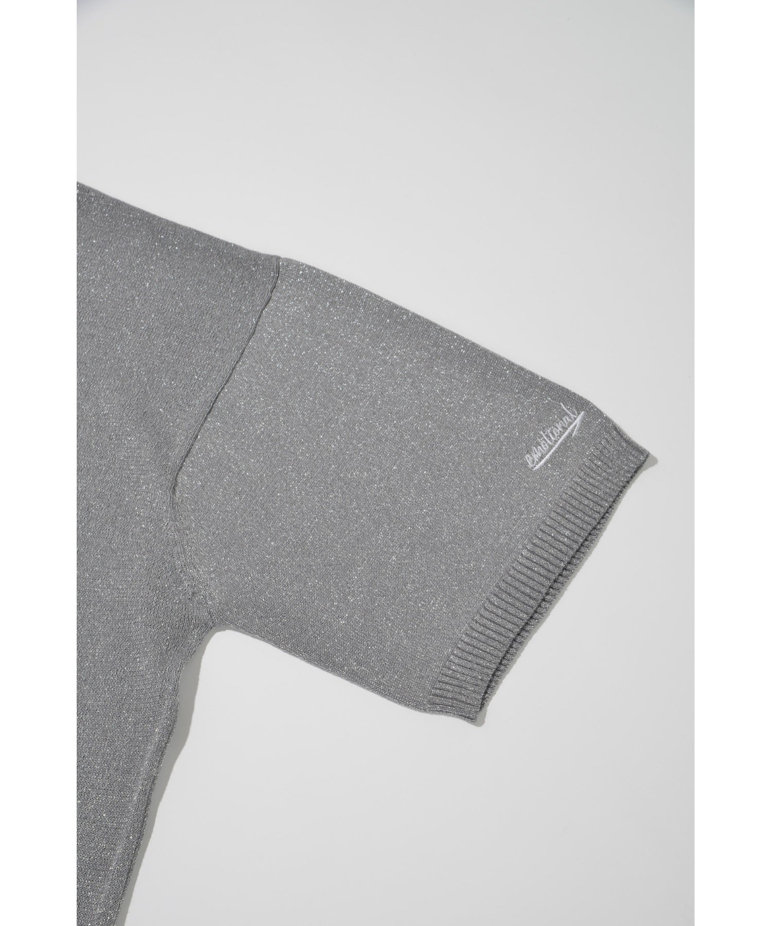 Glitter mix half-sleeve knit - gray mix