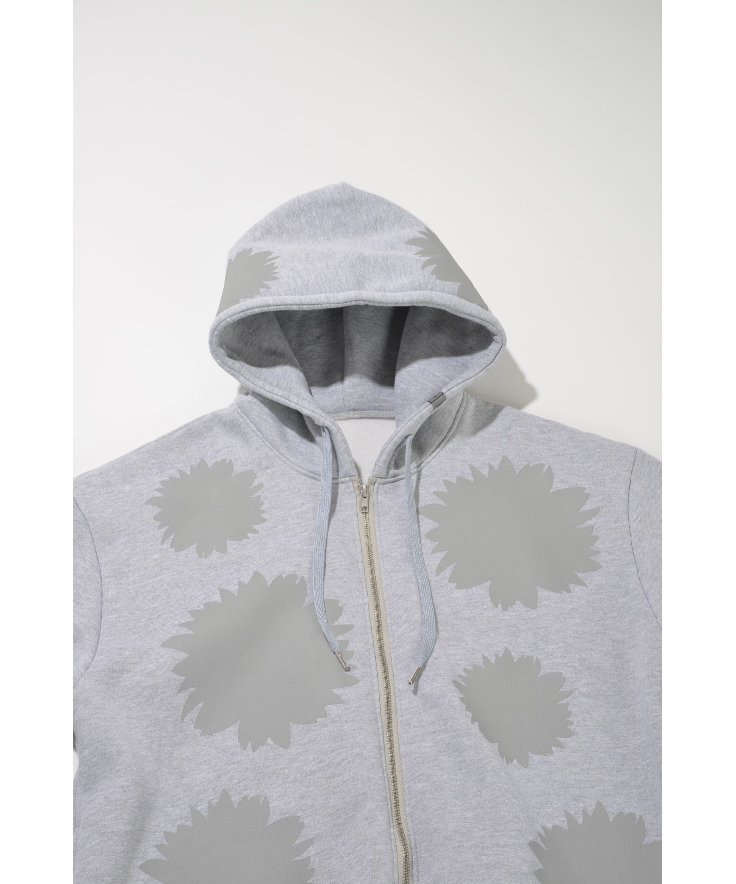 Flower sweat zip-hoodie - ash gray