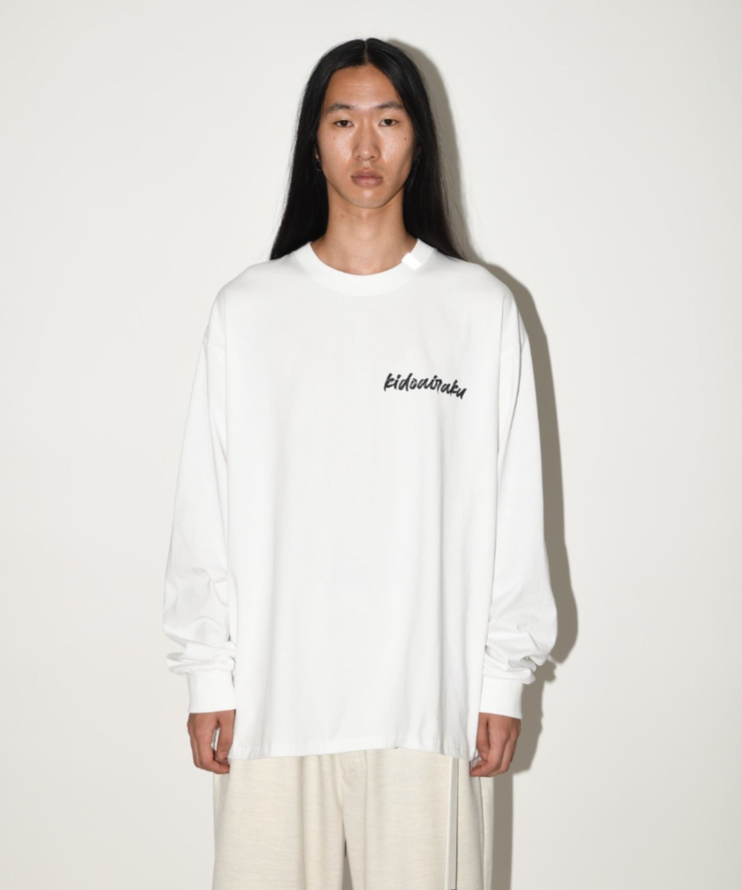 "kidoairaku"L/S T-shirt - white