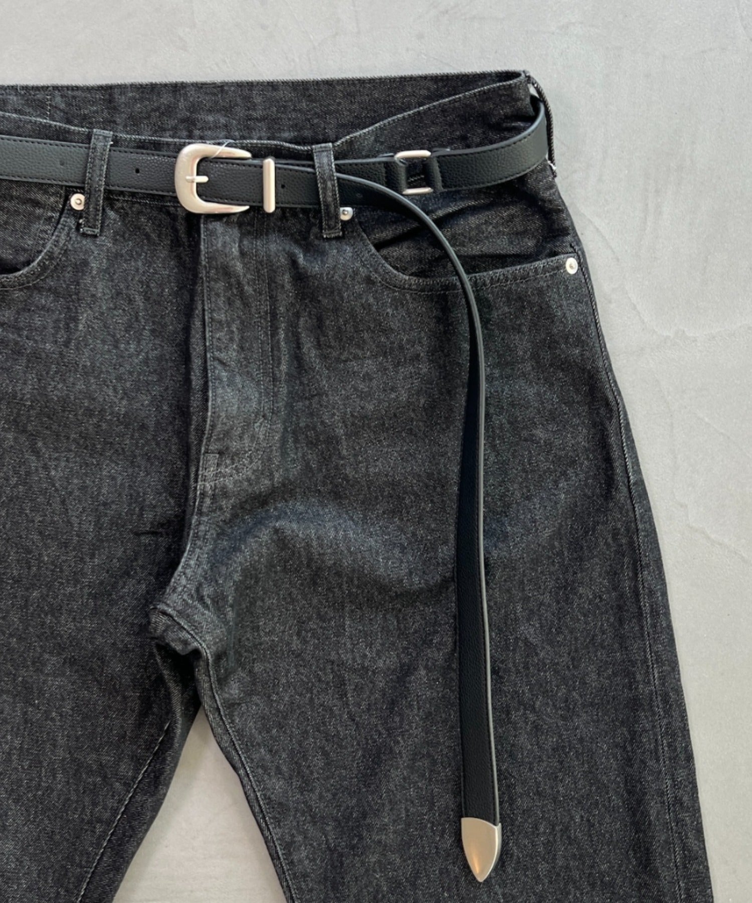 Long narrow belt - black/silver