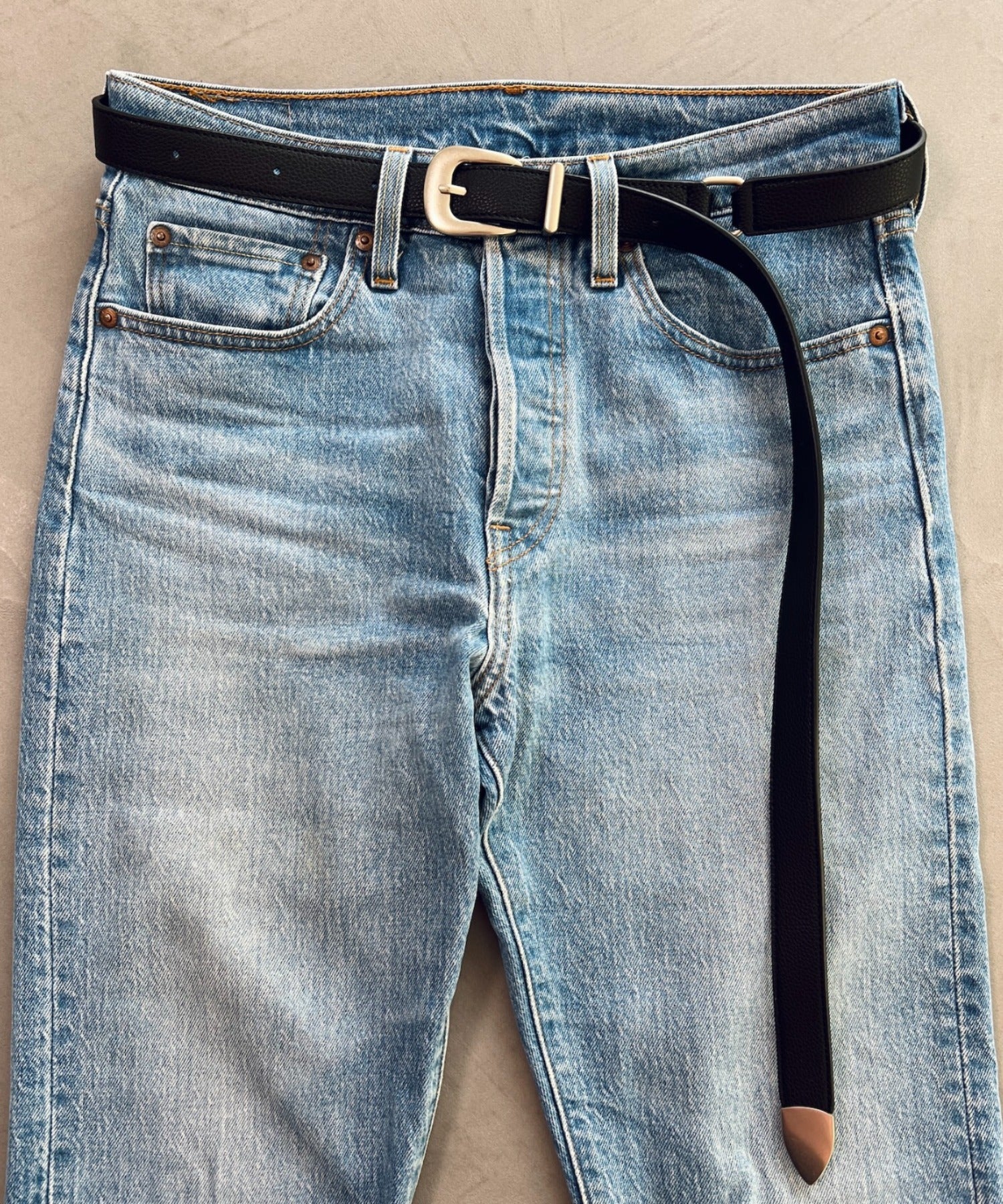 Long narrow belt - black/silver