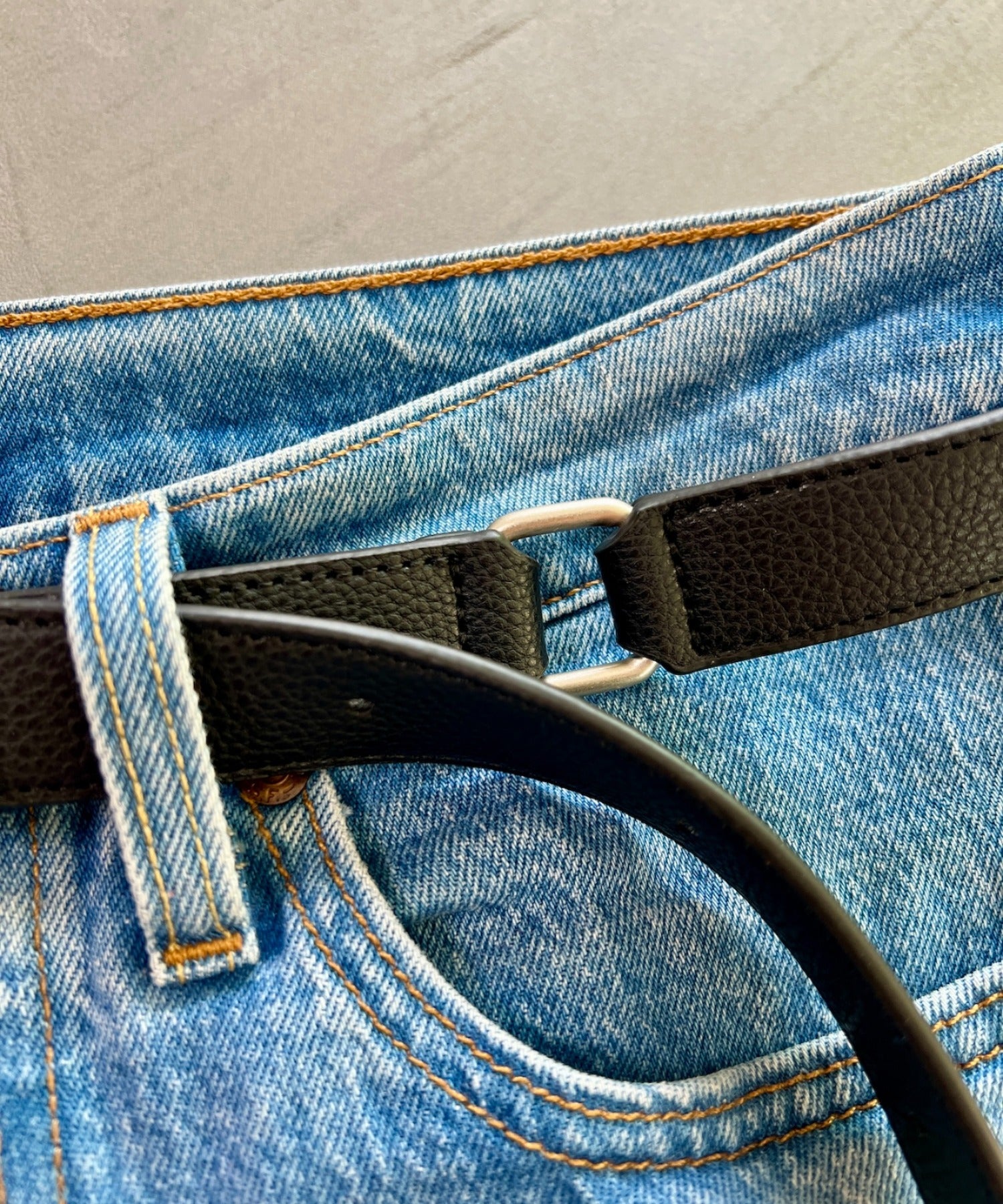 Long narrow belt - black/silver