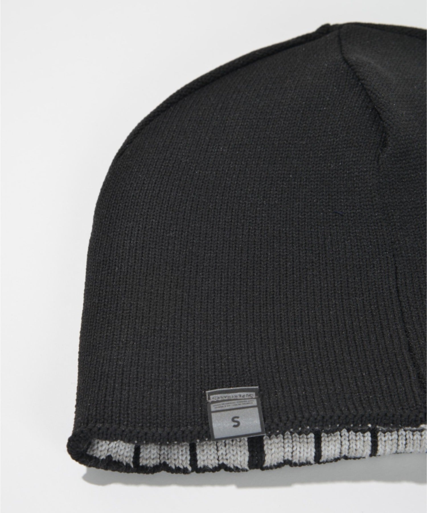 Graph check Knit Reversible Beanie - c.gray/black