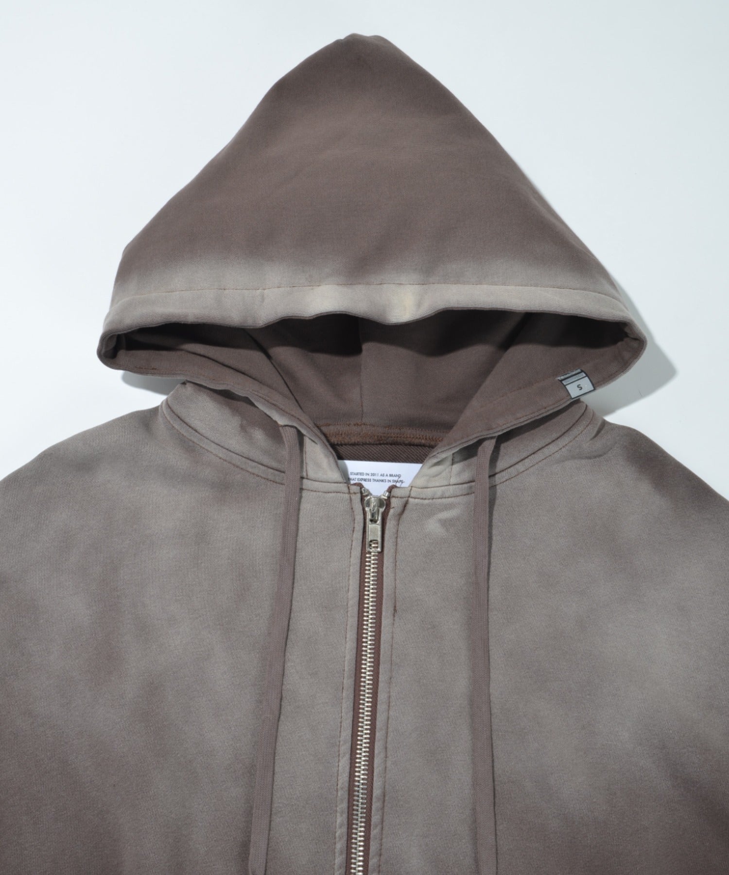 Sun faded Flocky print Zip-Hoodie Sweat - brown
