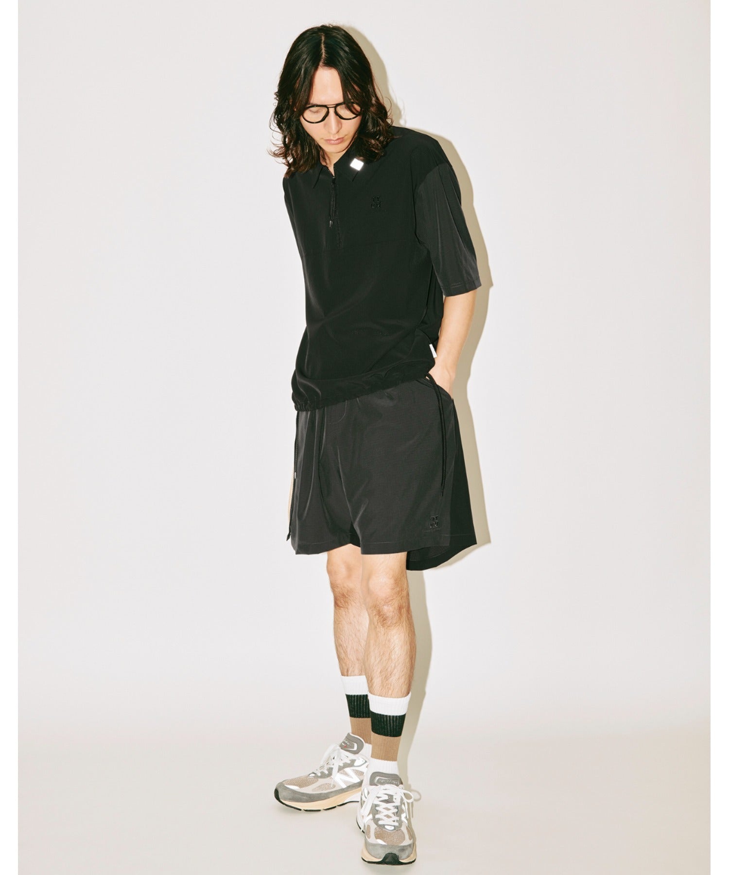 Technical S/S zip-pullover c.gray/black