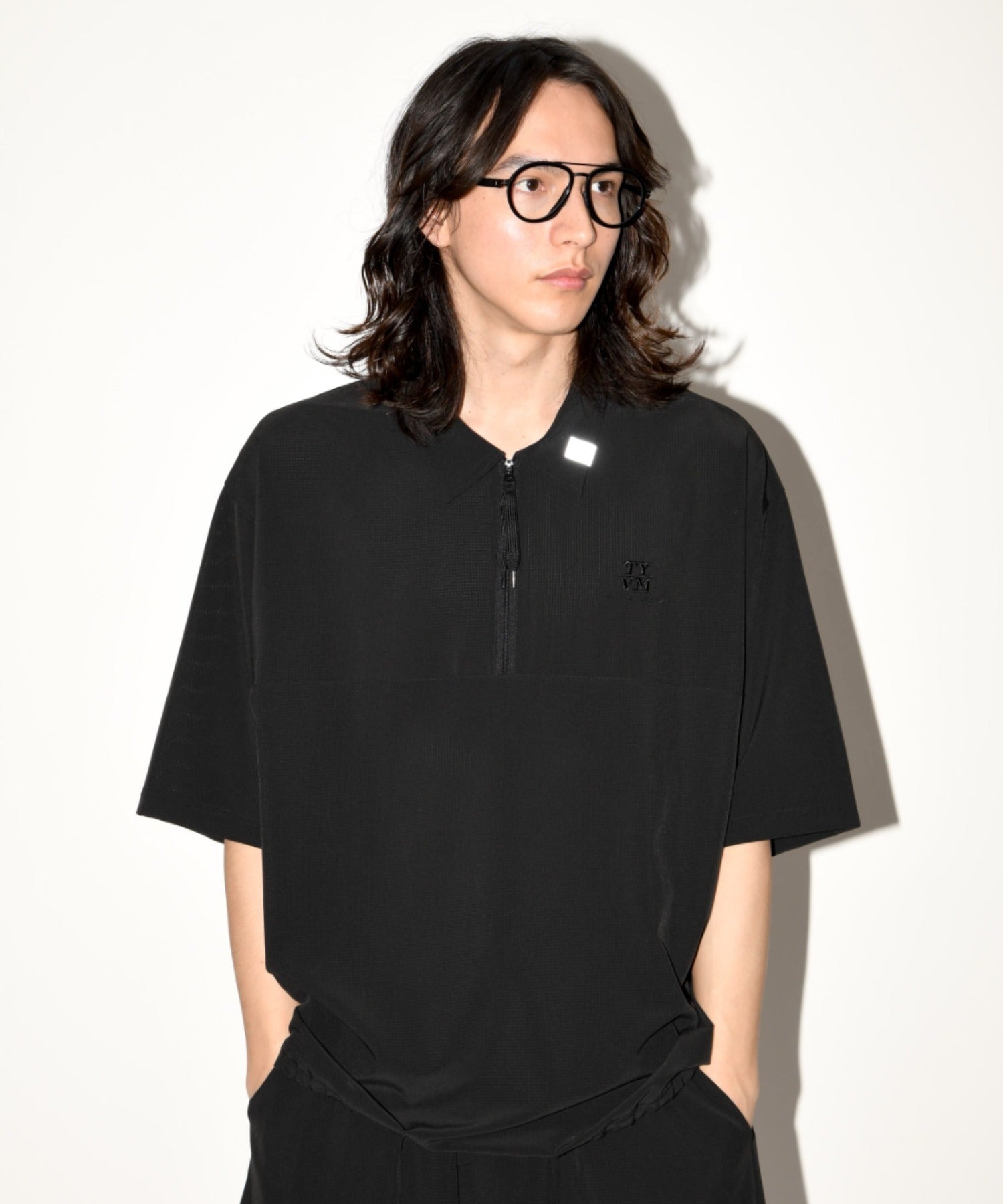 Technical S/S zip-pullover c.gray/black