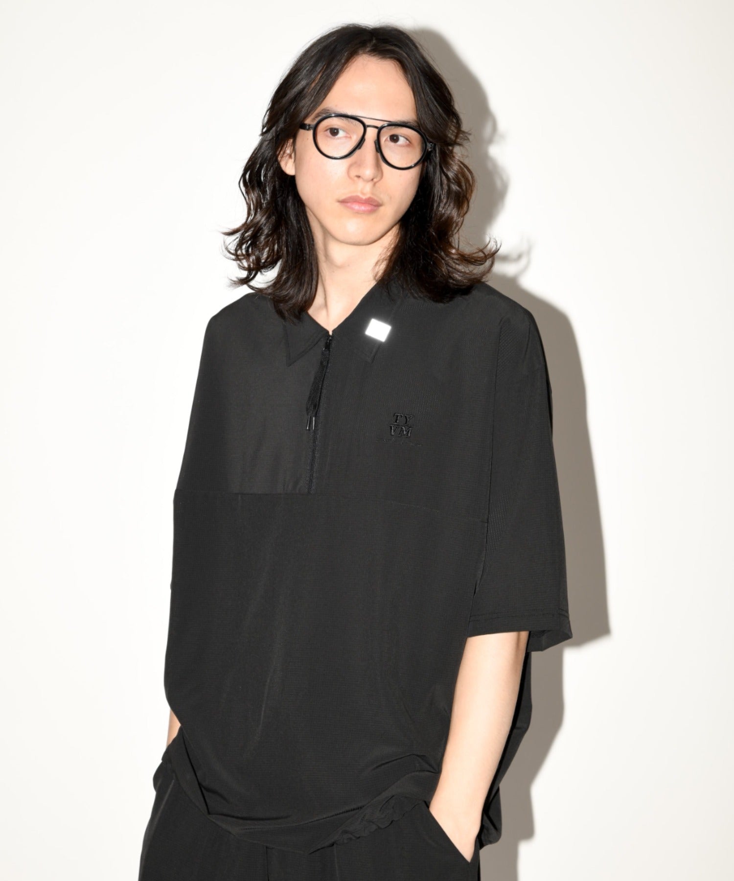 Technical S/S zip-pullover c.gray/black