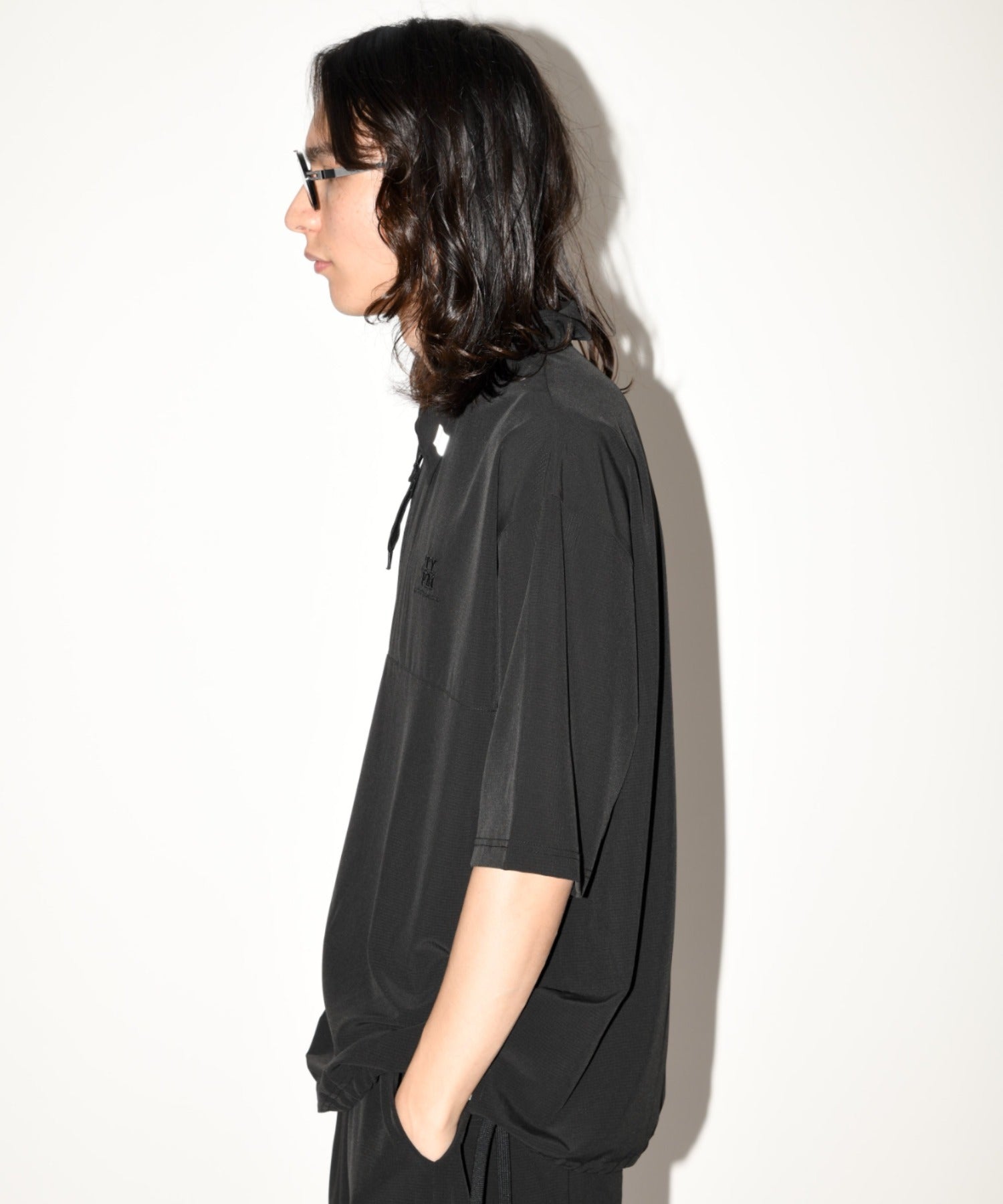 Technical S/S zip-pullover c.gray/black
