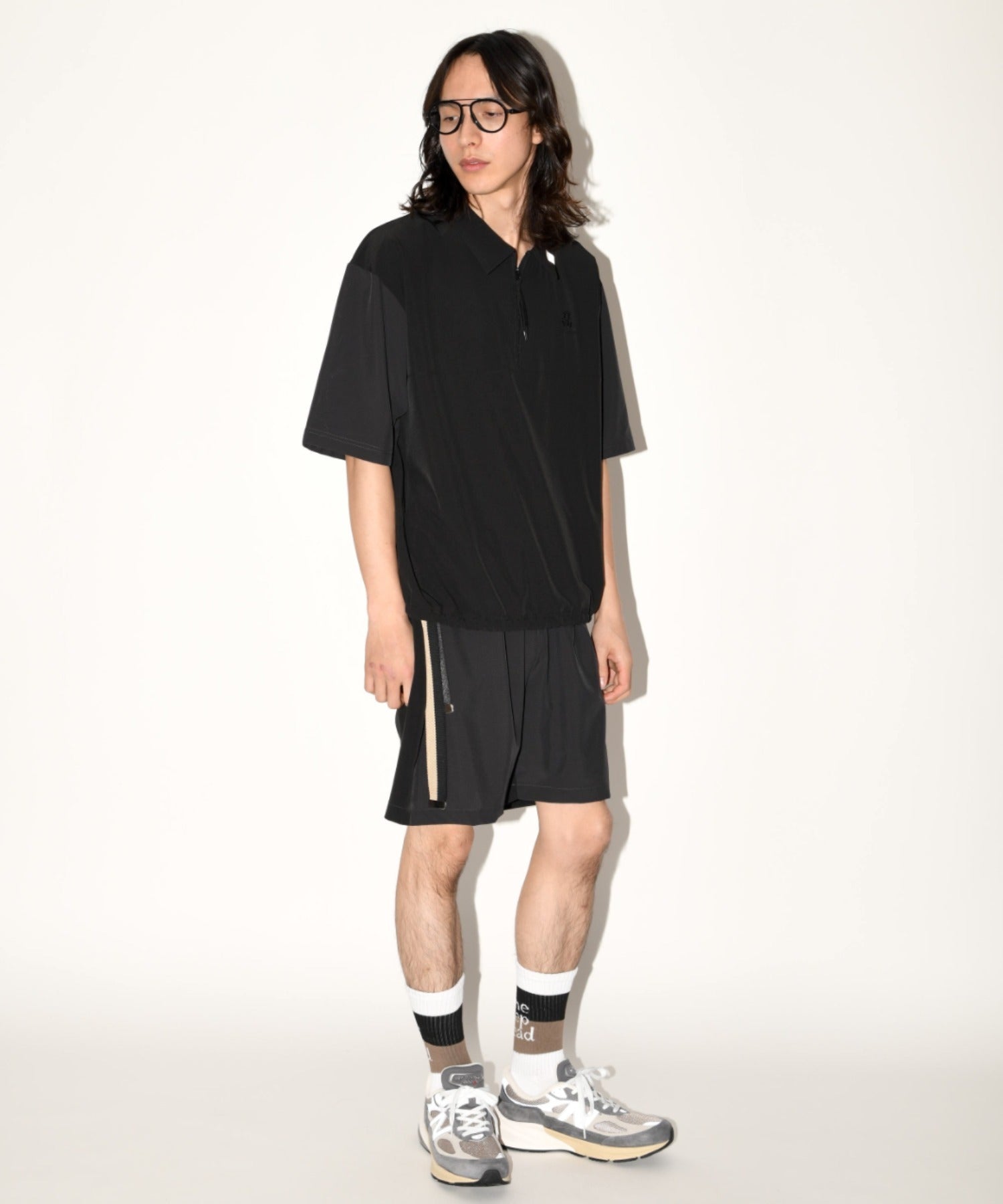 Technical S/S zip-pullover c.gray/black