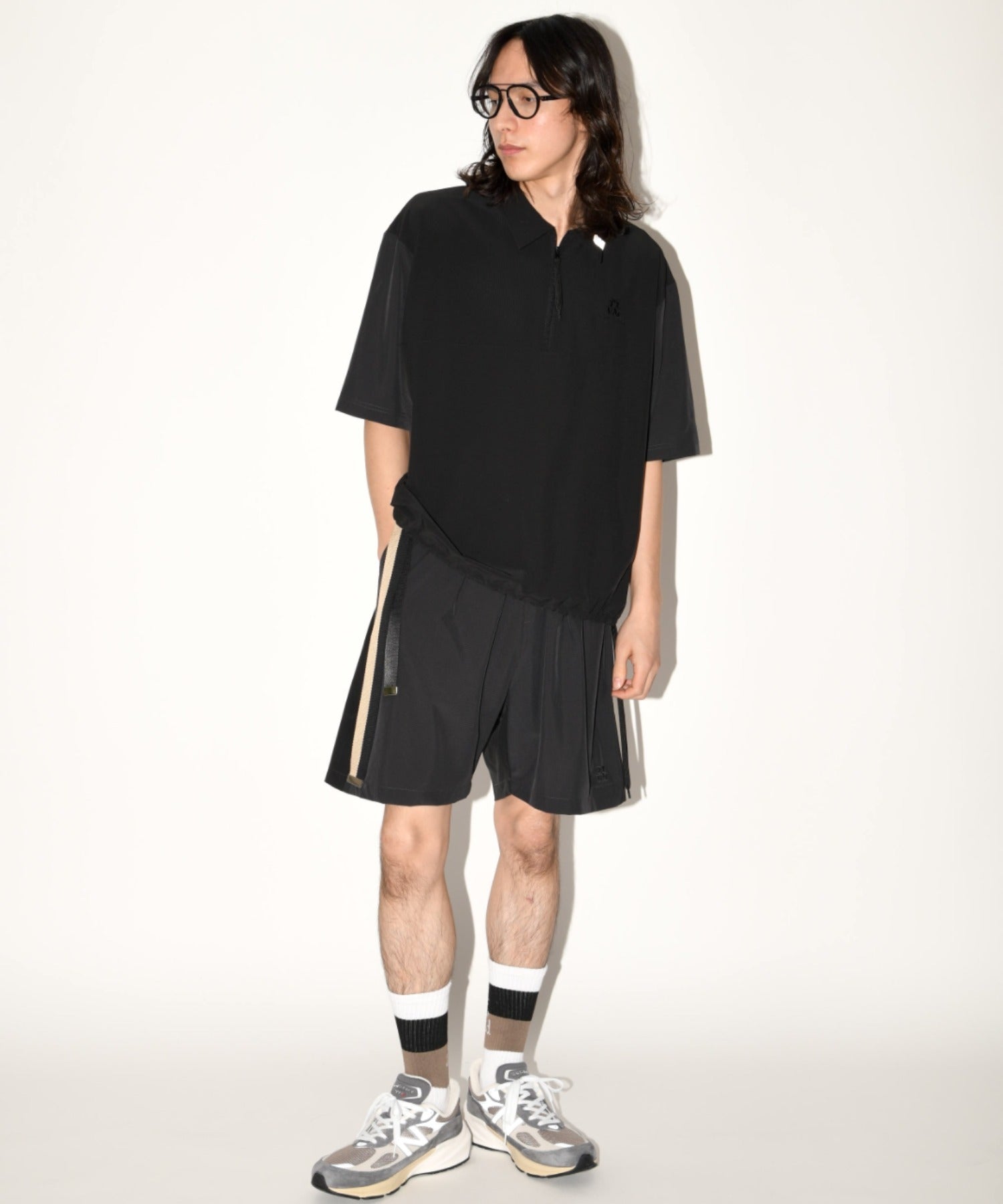 Technical S/S zip-pullover c.gray/black