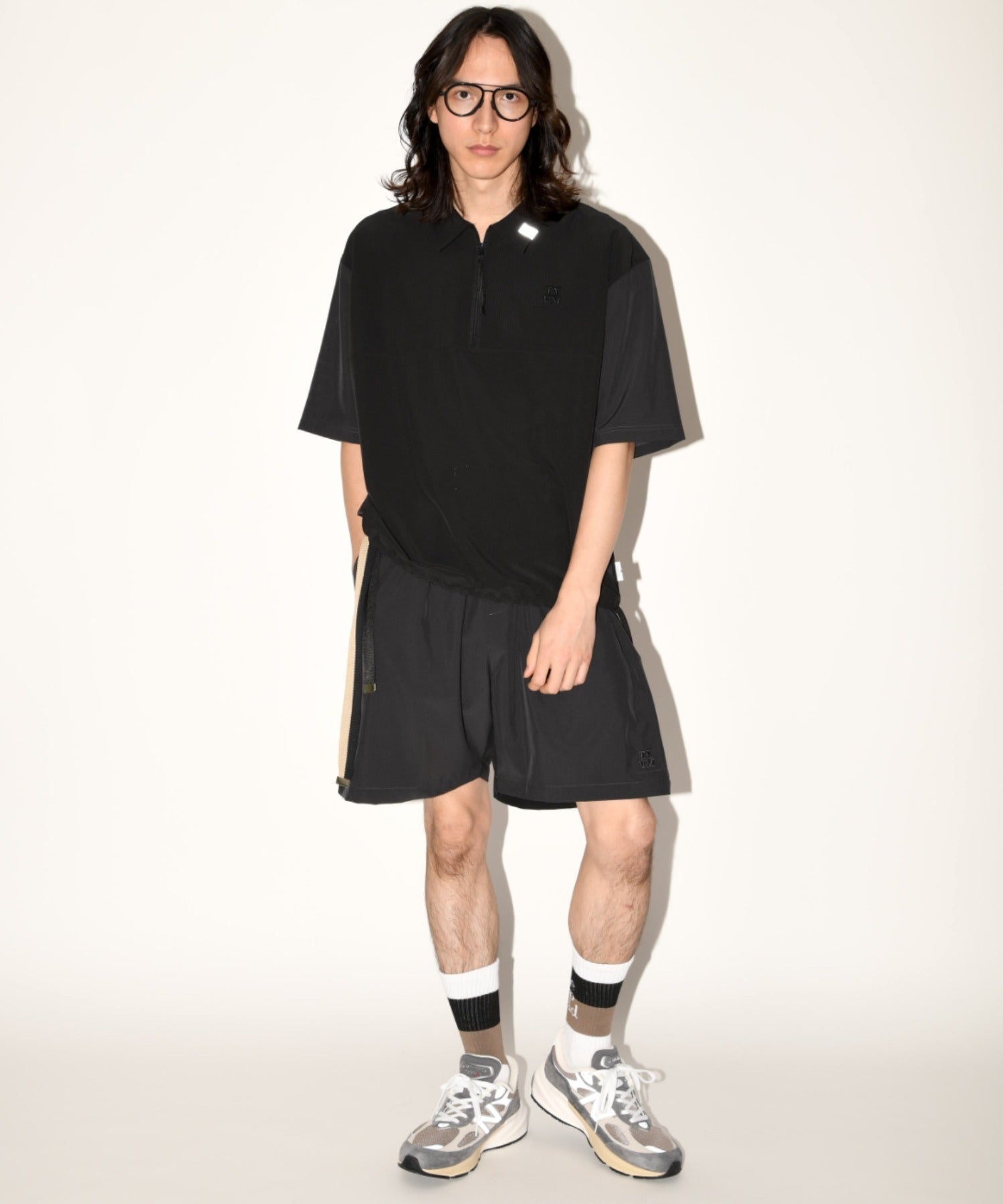Technical S/S zip-pullover c.gray/black