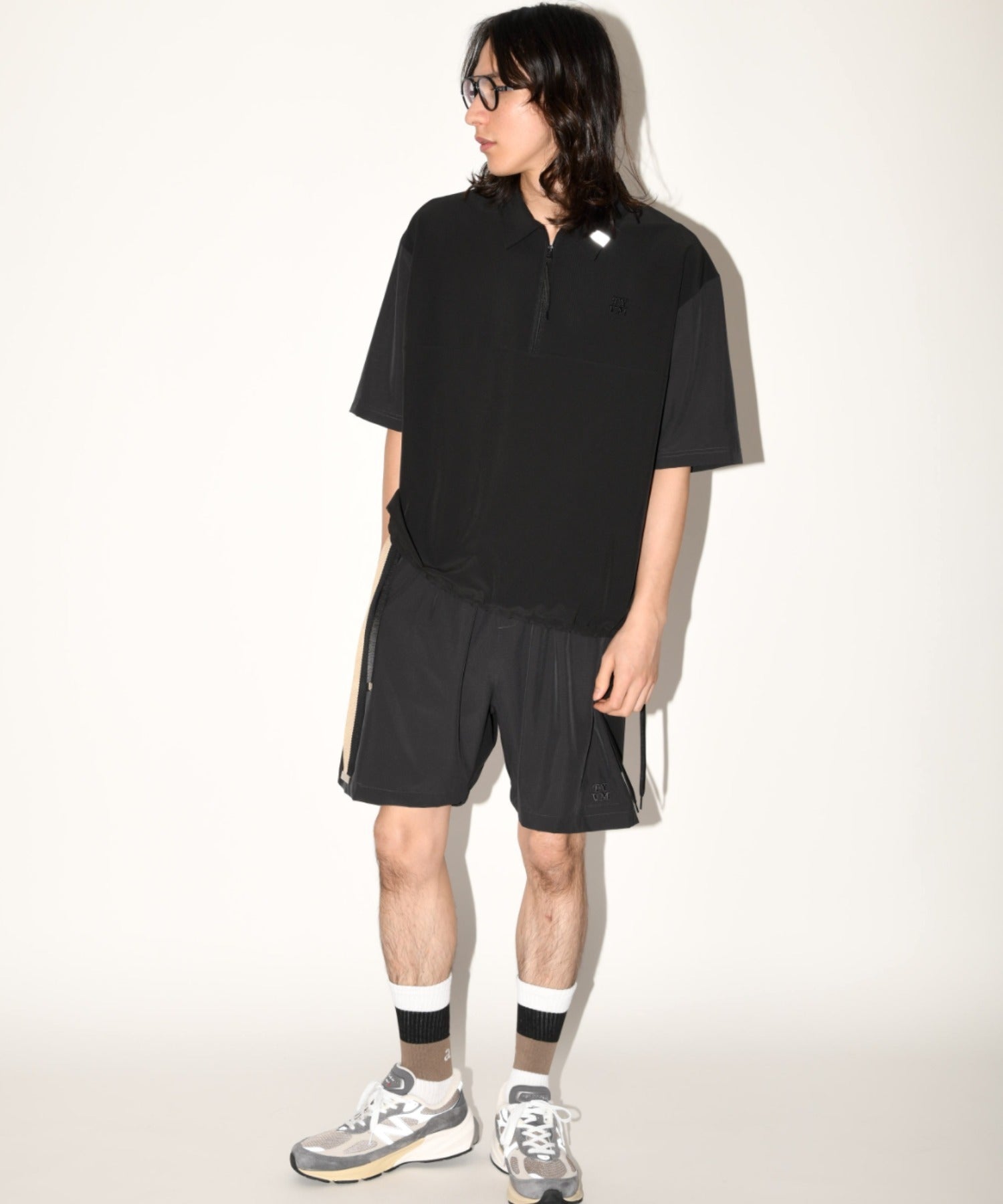 Technical S/S zip-pullover c.gray/black
