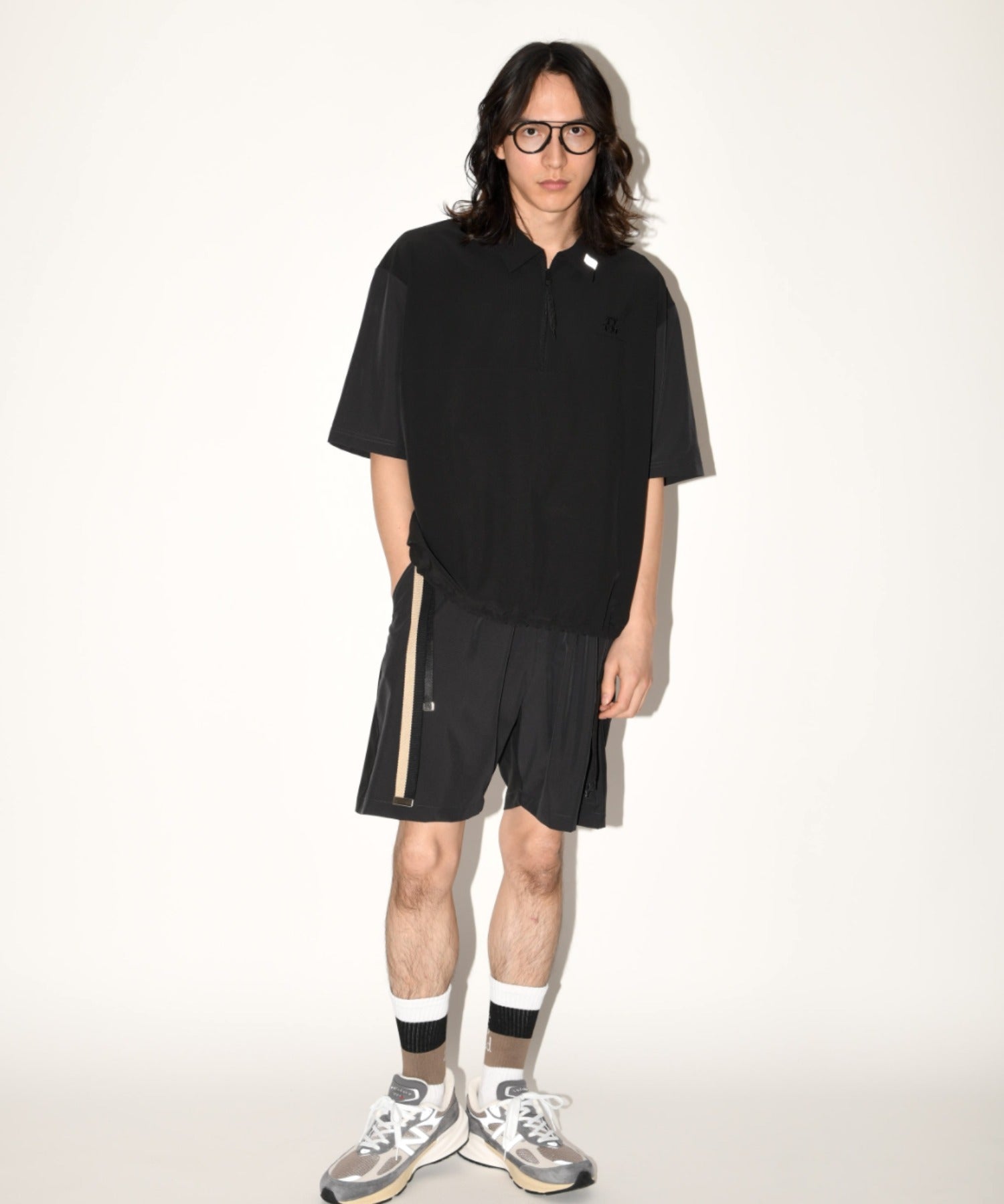 Technical S/S zip-pullover c.gray/black