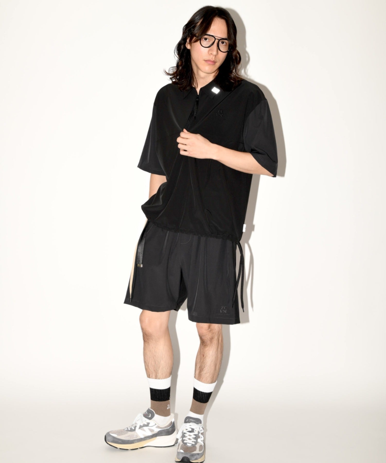 Technical S/S zip-pullover c.gray/black