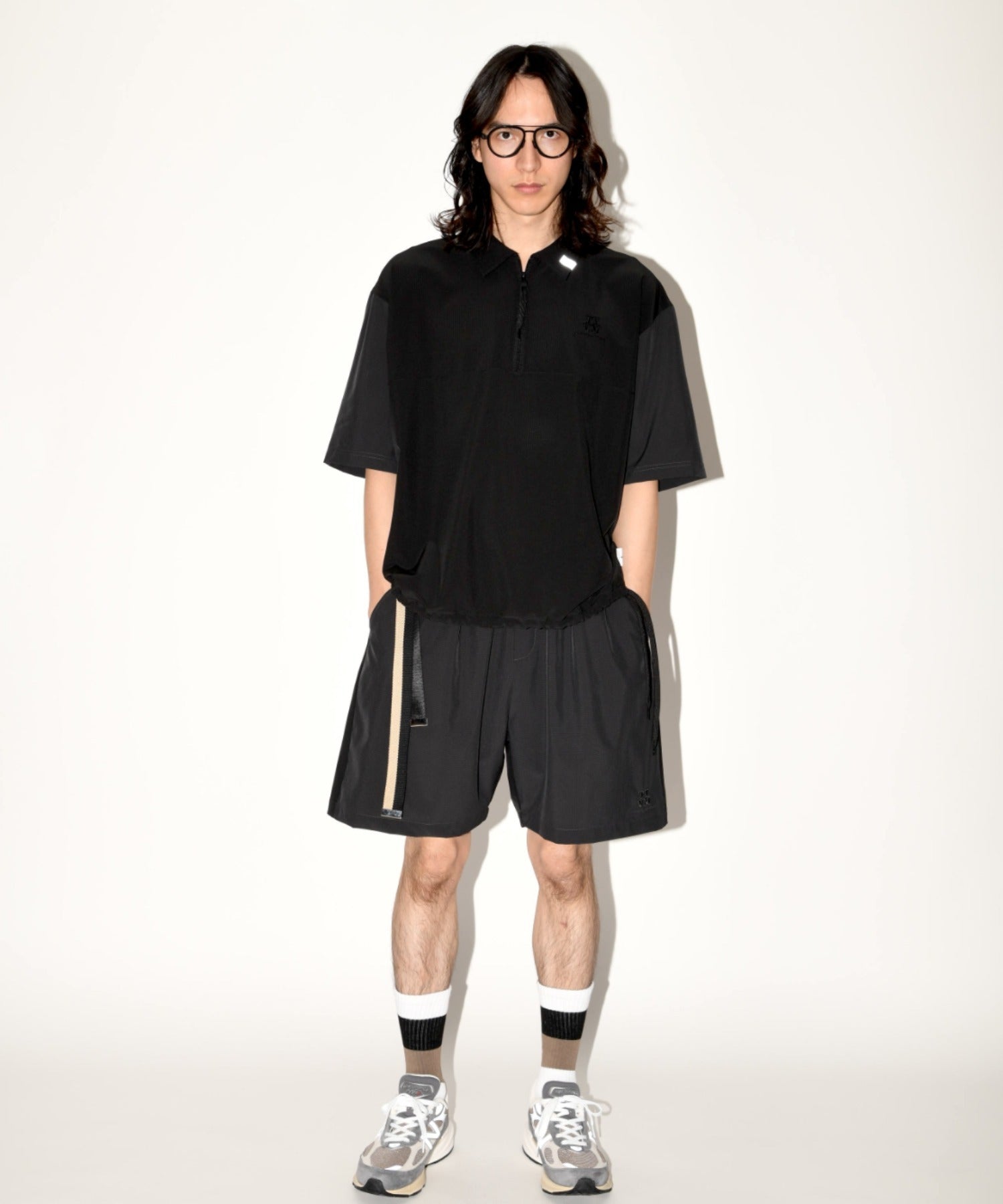 Technical S/S zip-pullover c.gray/black