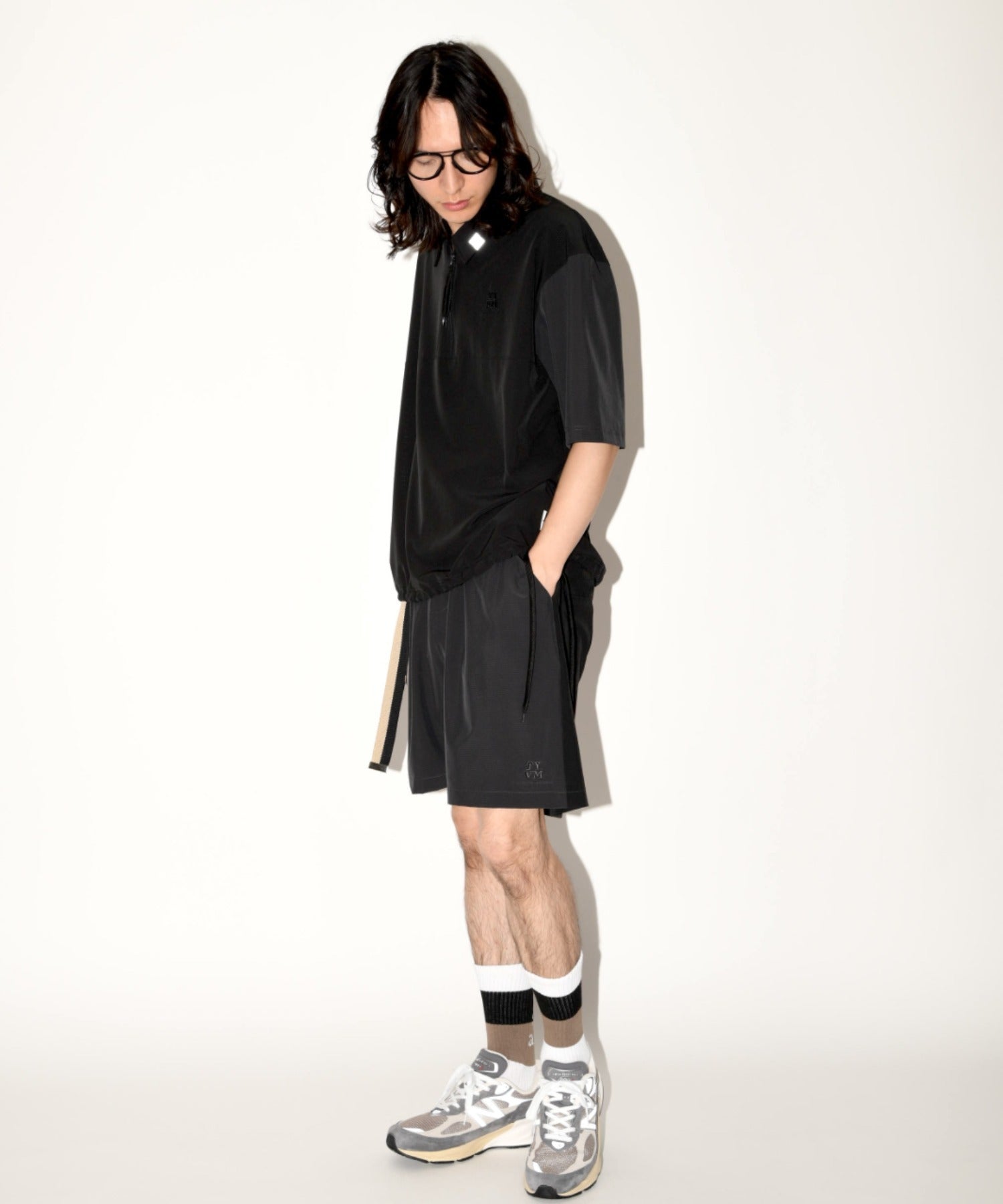 Technical S/S zip-pullover c.gray/black