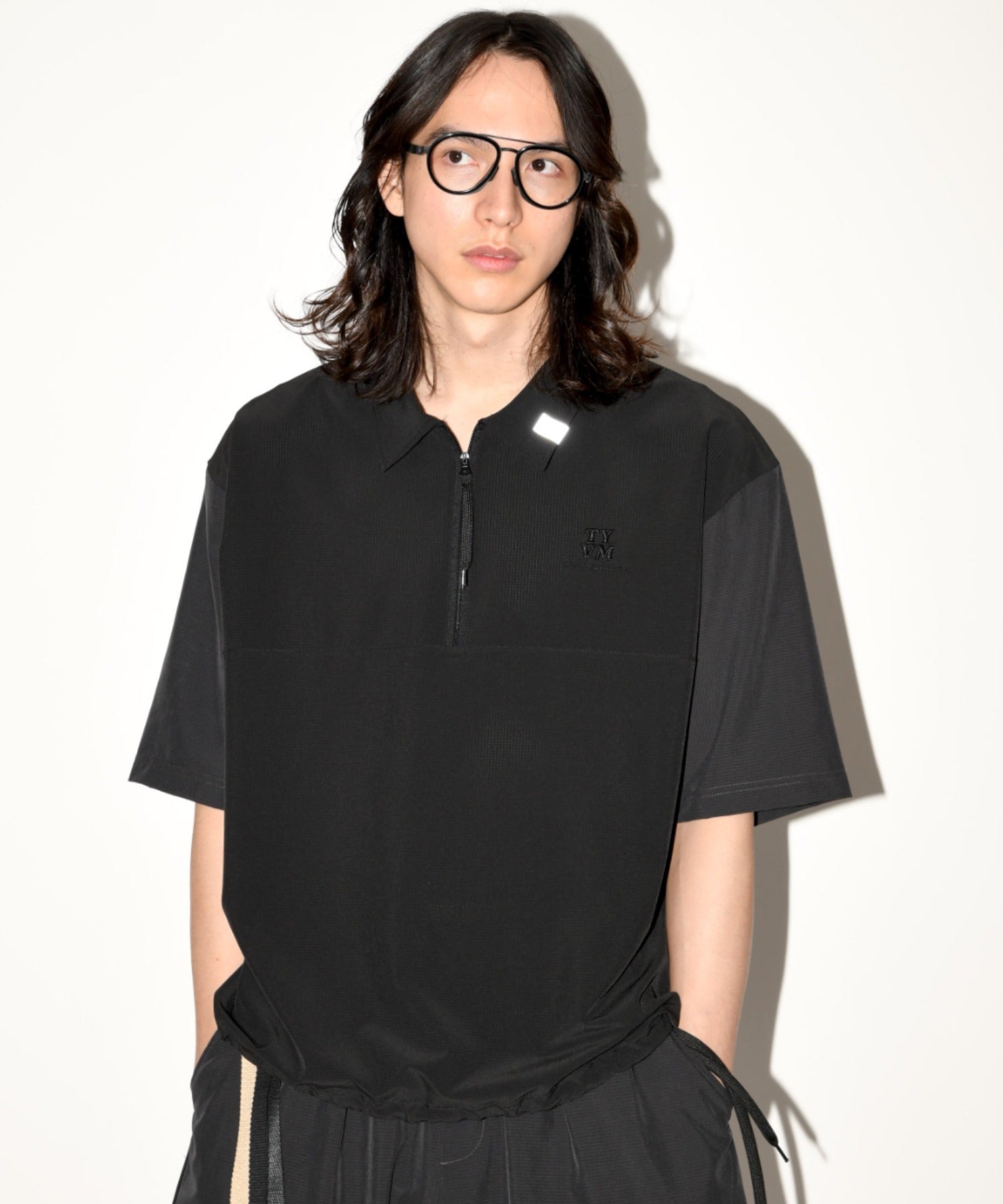 Technical S/S zip-pullover c.gray/black