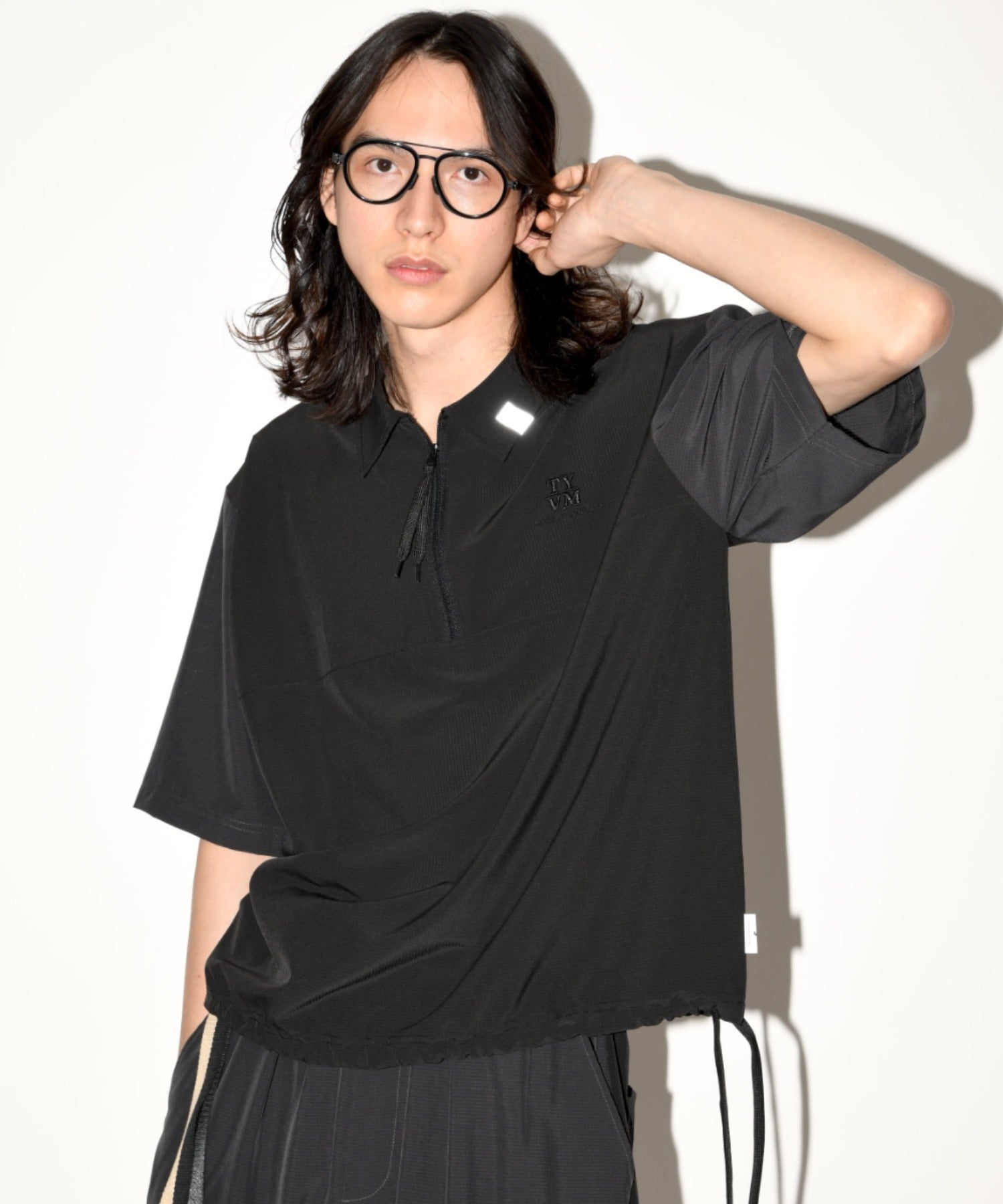 Technical S/S zip-pullover c.gray/black