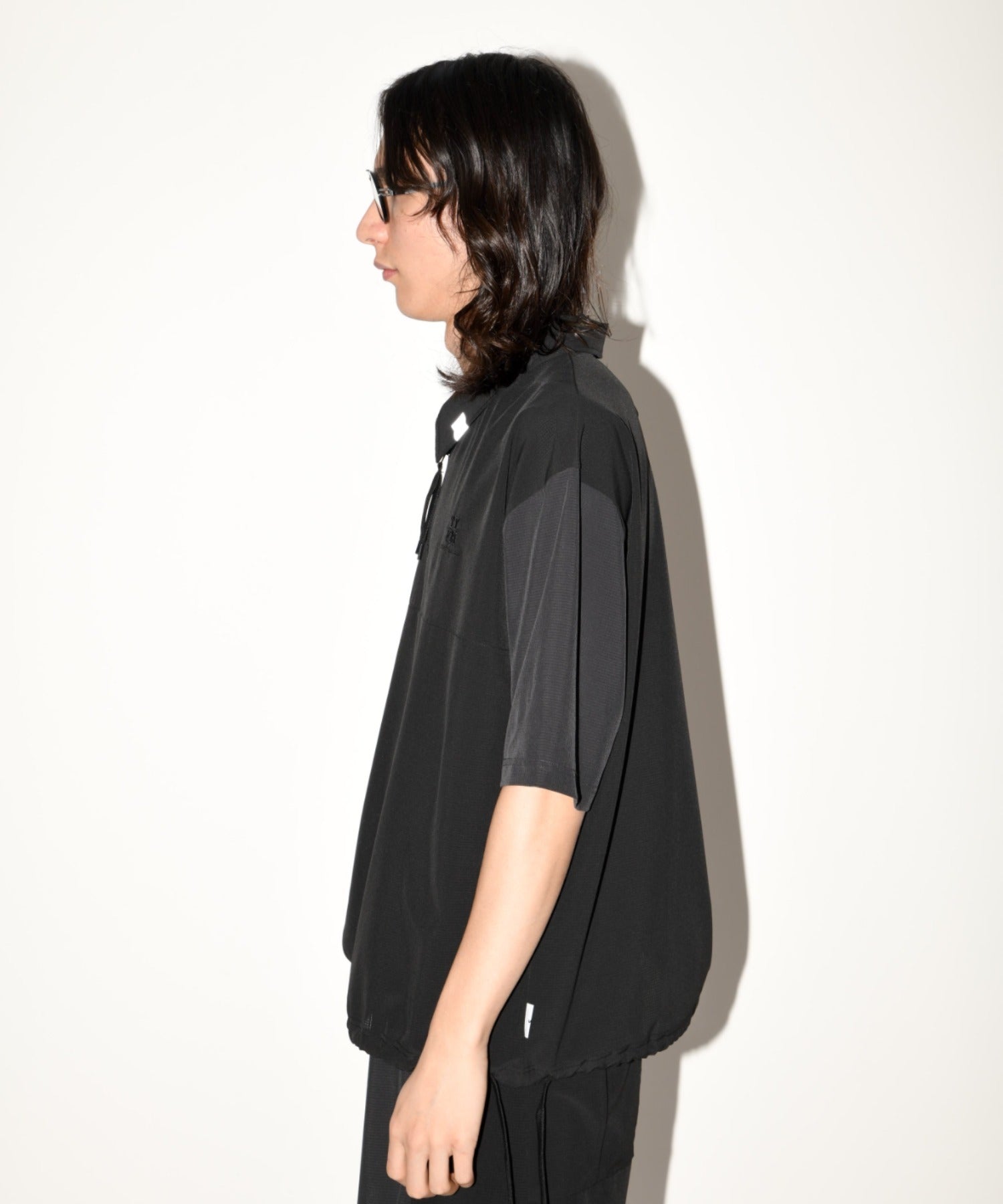 Technical S/S zip-pullover c.gray/black