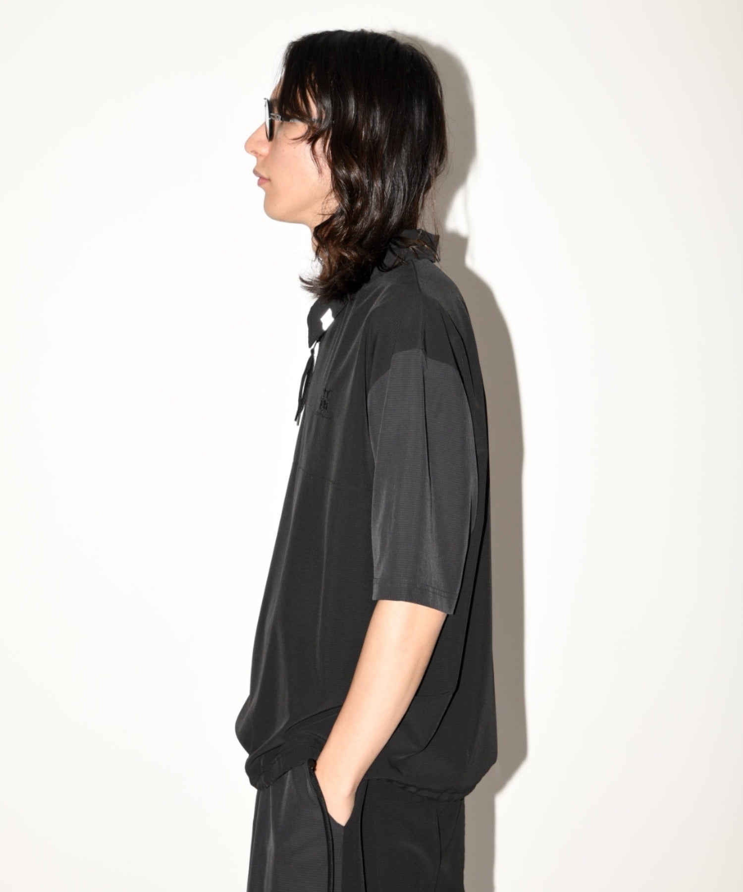 Technical S/S zip-pullover c.gray/black