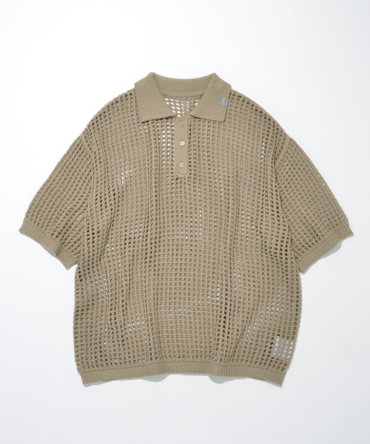 Mesh knit polo shirt - gray
