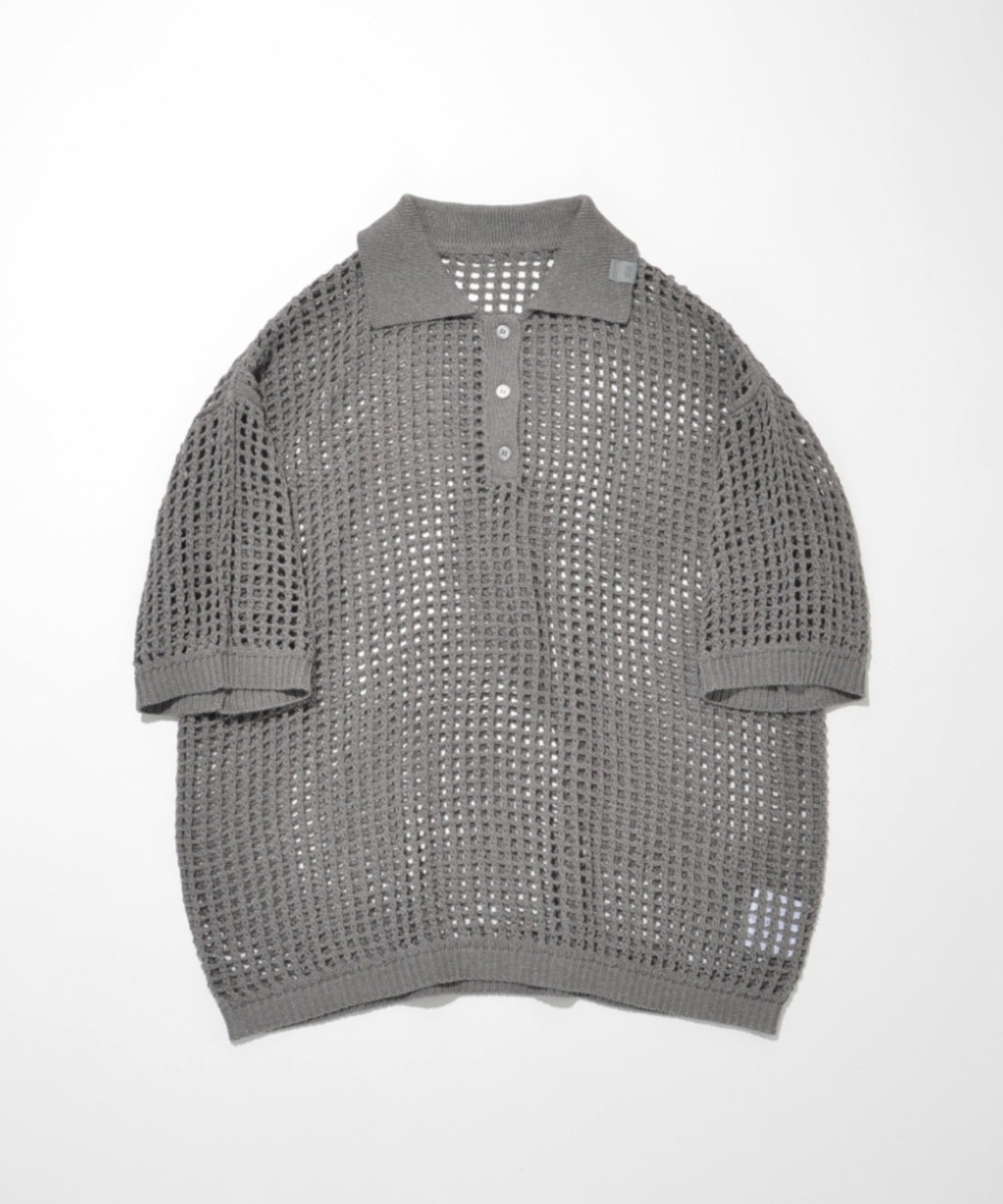 Mesh knit polo shirt - gray