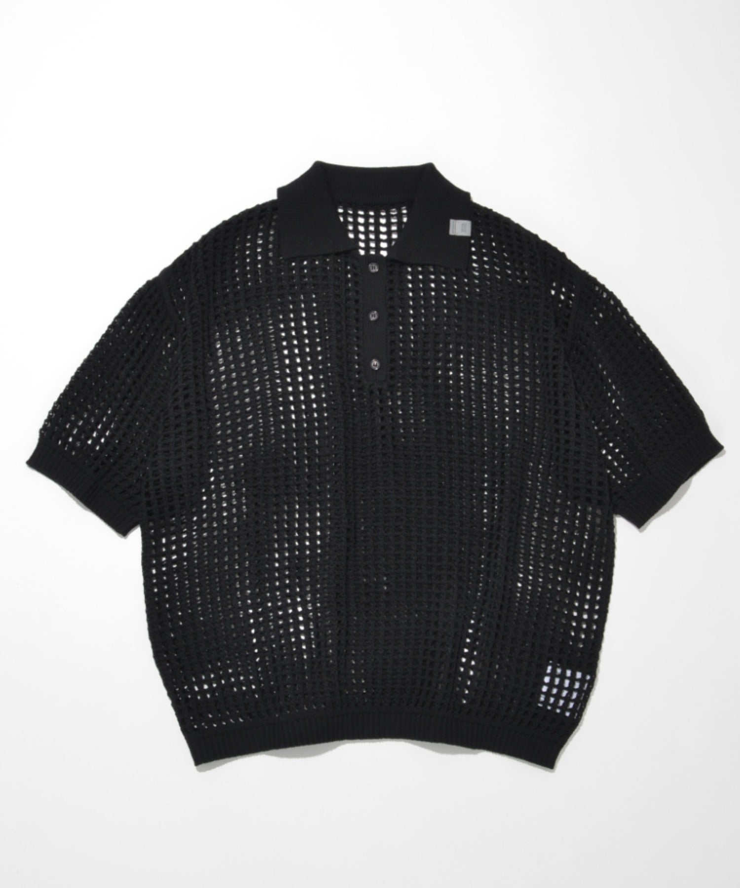 Mesh knit polo shirt - khaki