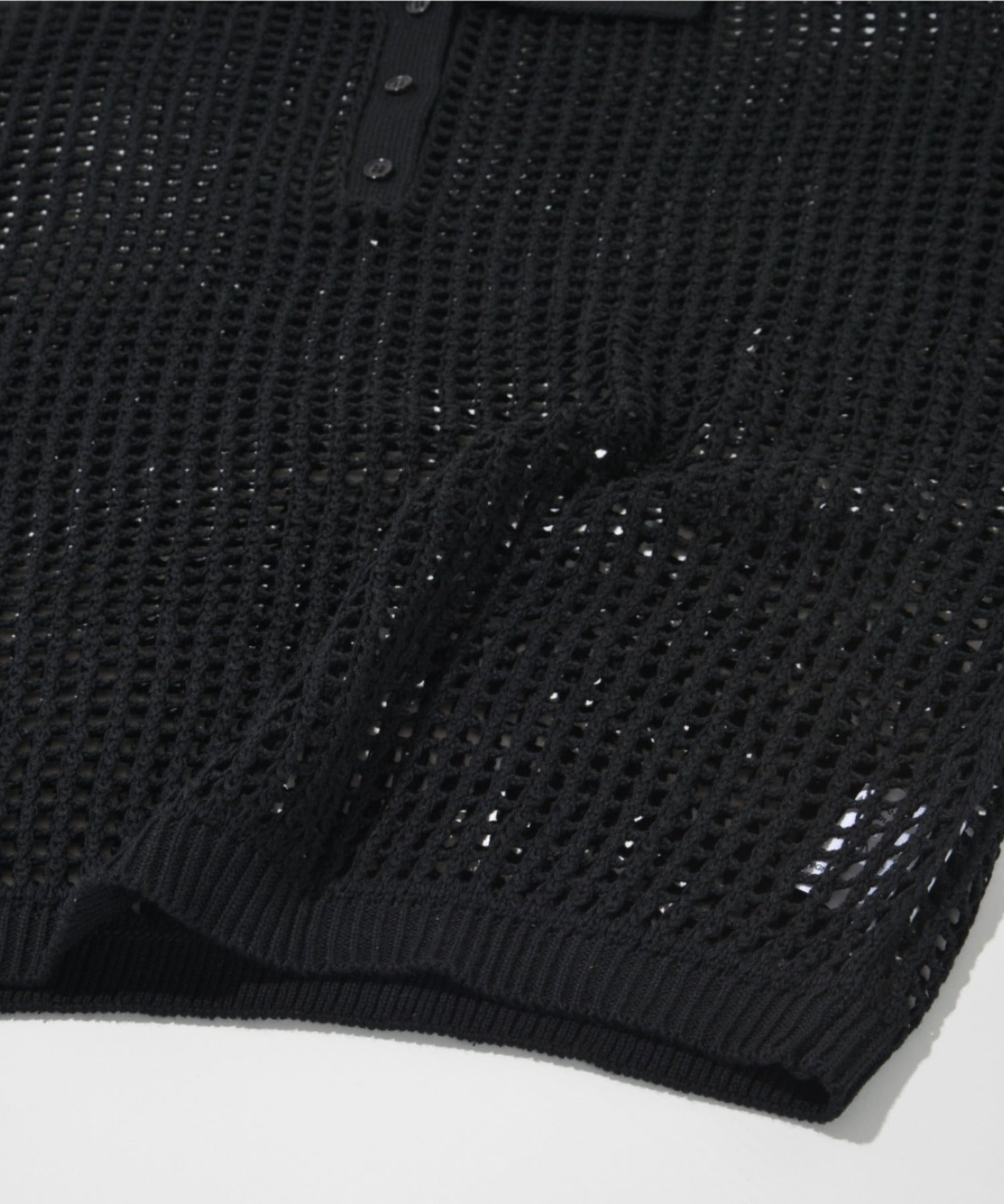Mesh knit polo shirt - gray