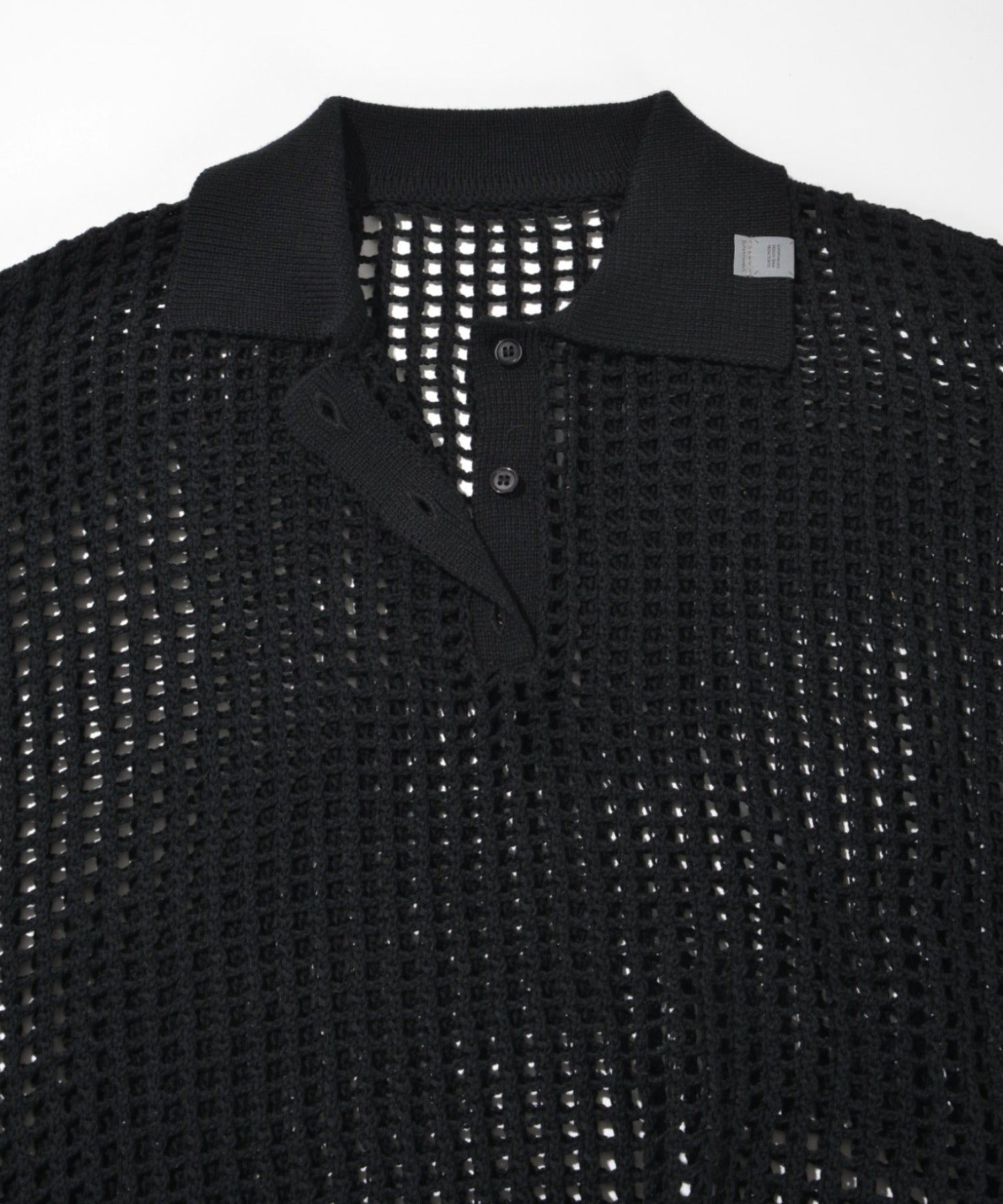 Mesh knit polo shirt - gray