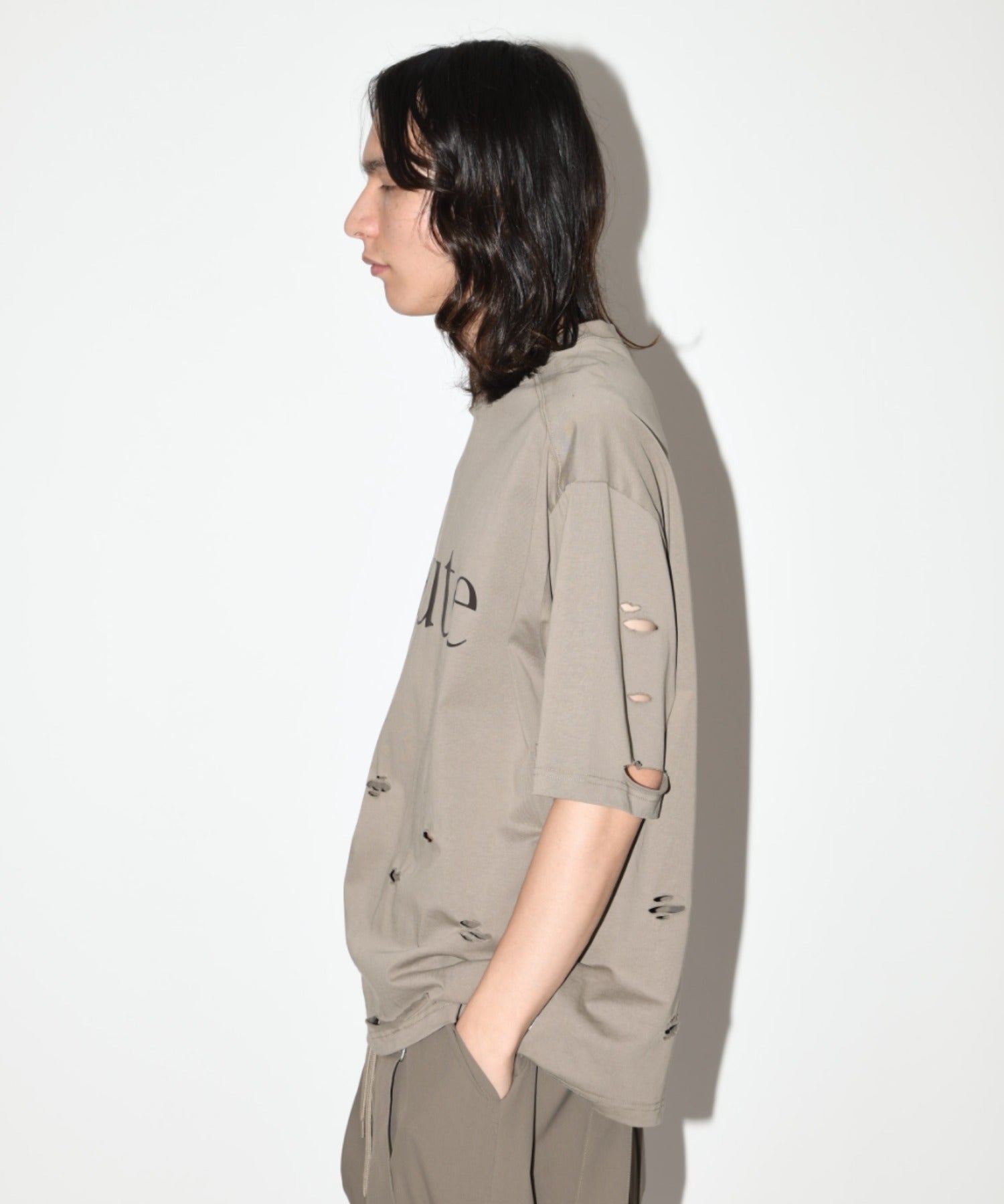 ”haute"damage S/S T-shirt - khaki