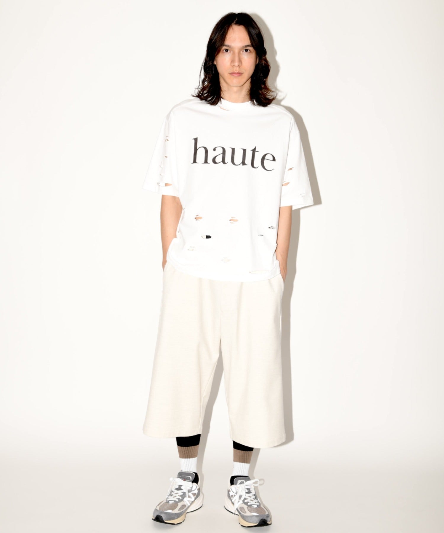 ”haute"damage S/S T-shirt - white