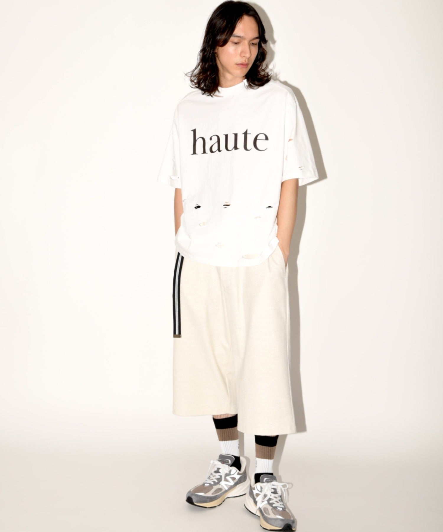 ”haute"damage S/S T-shirt - white