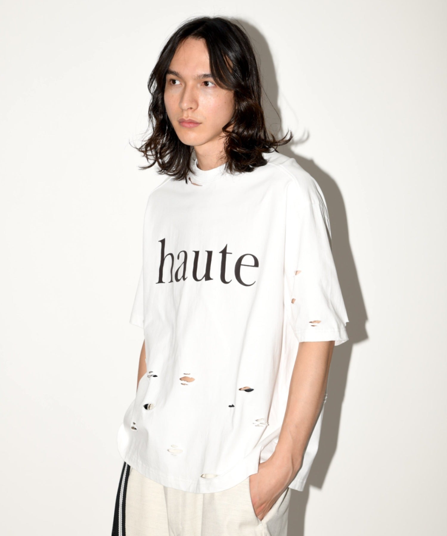 ”haute"damage S/S T-shirt - white