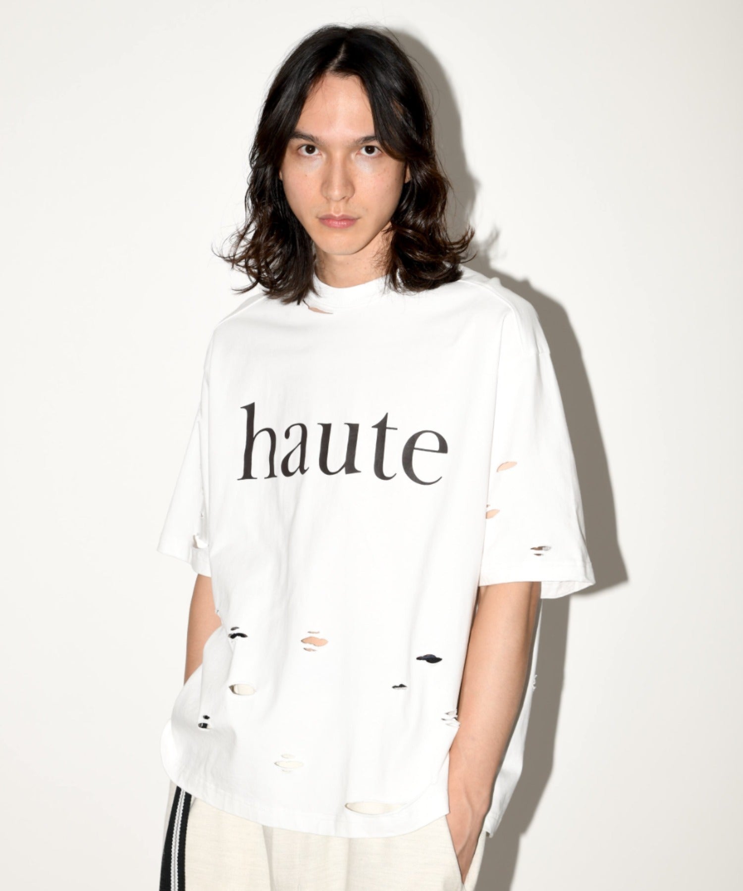 ”haute"damage S/S T-shirt - white