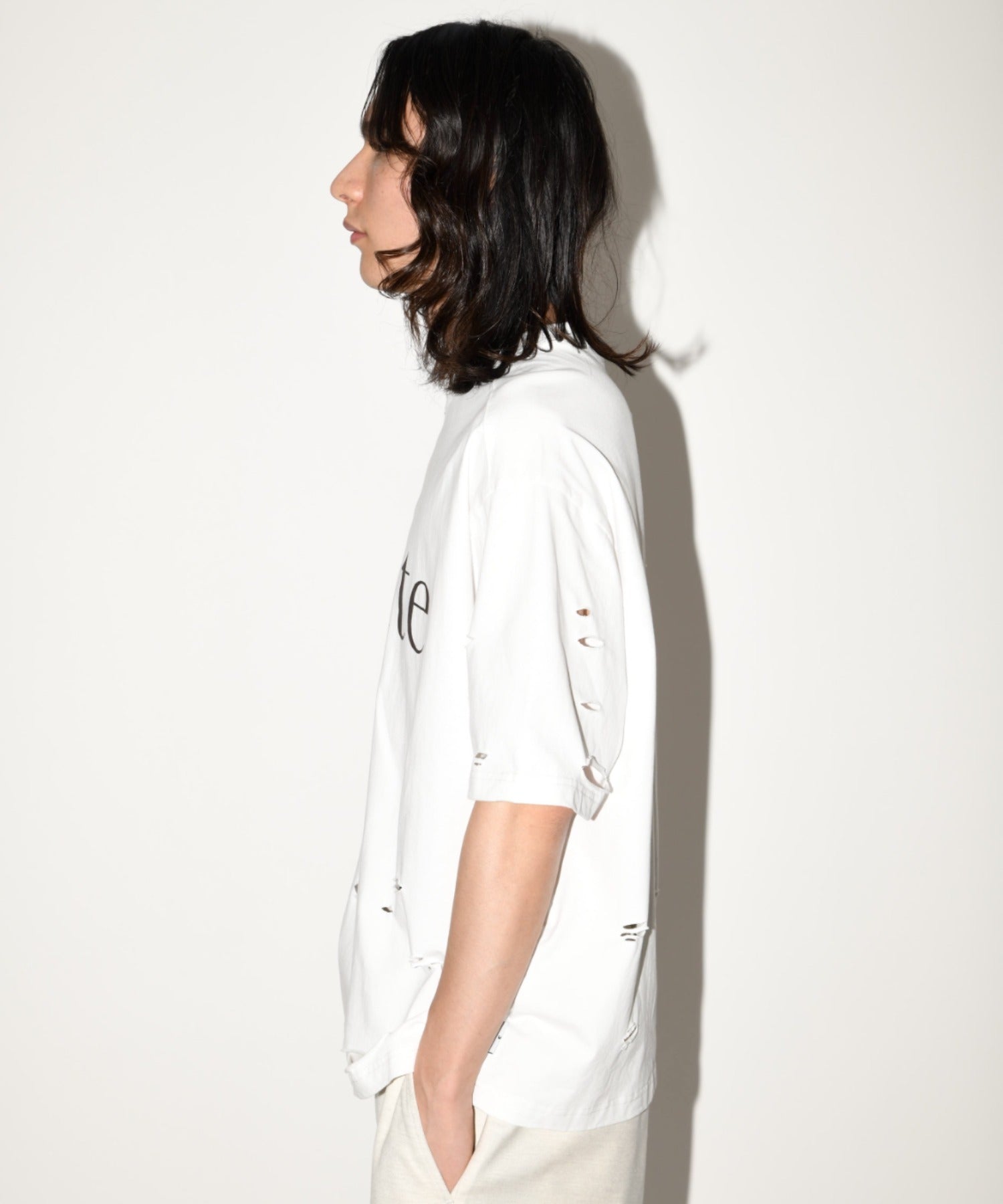 ”haute"damage S/S T-shirt - white