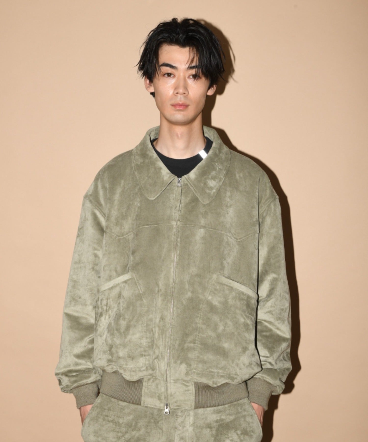 Faux Suede Padded Blouson (CWU-Type) - black