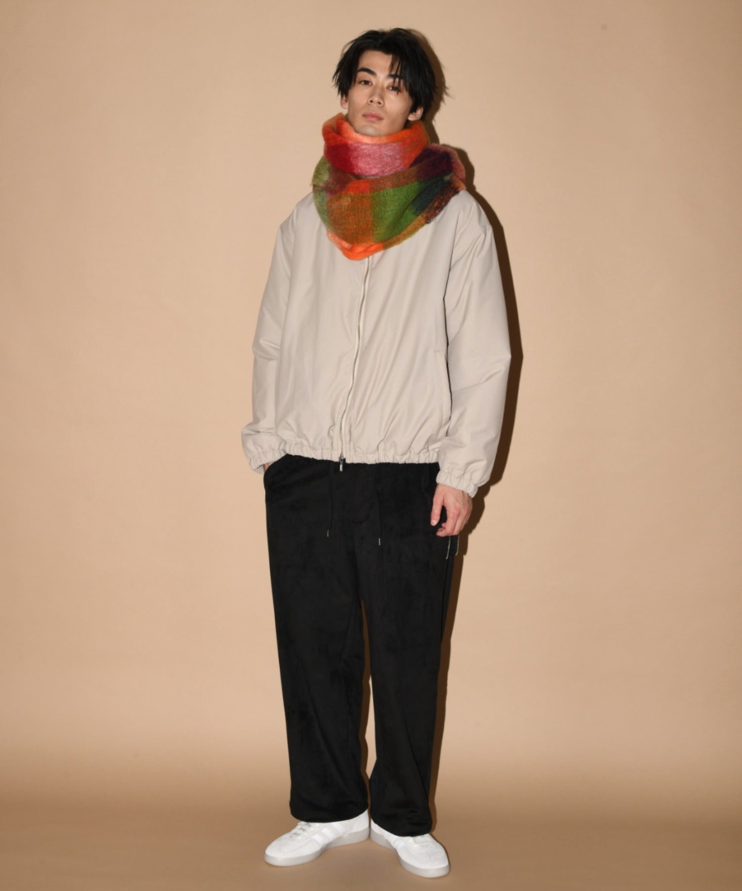 Faux Suede Side-zip Wide Pants - l.khaki