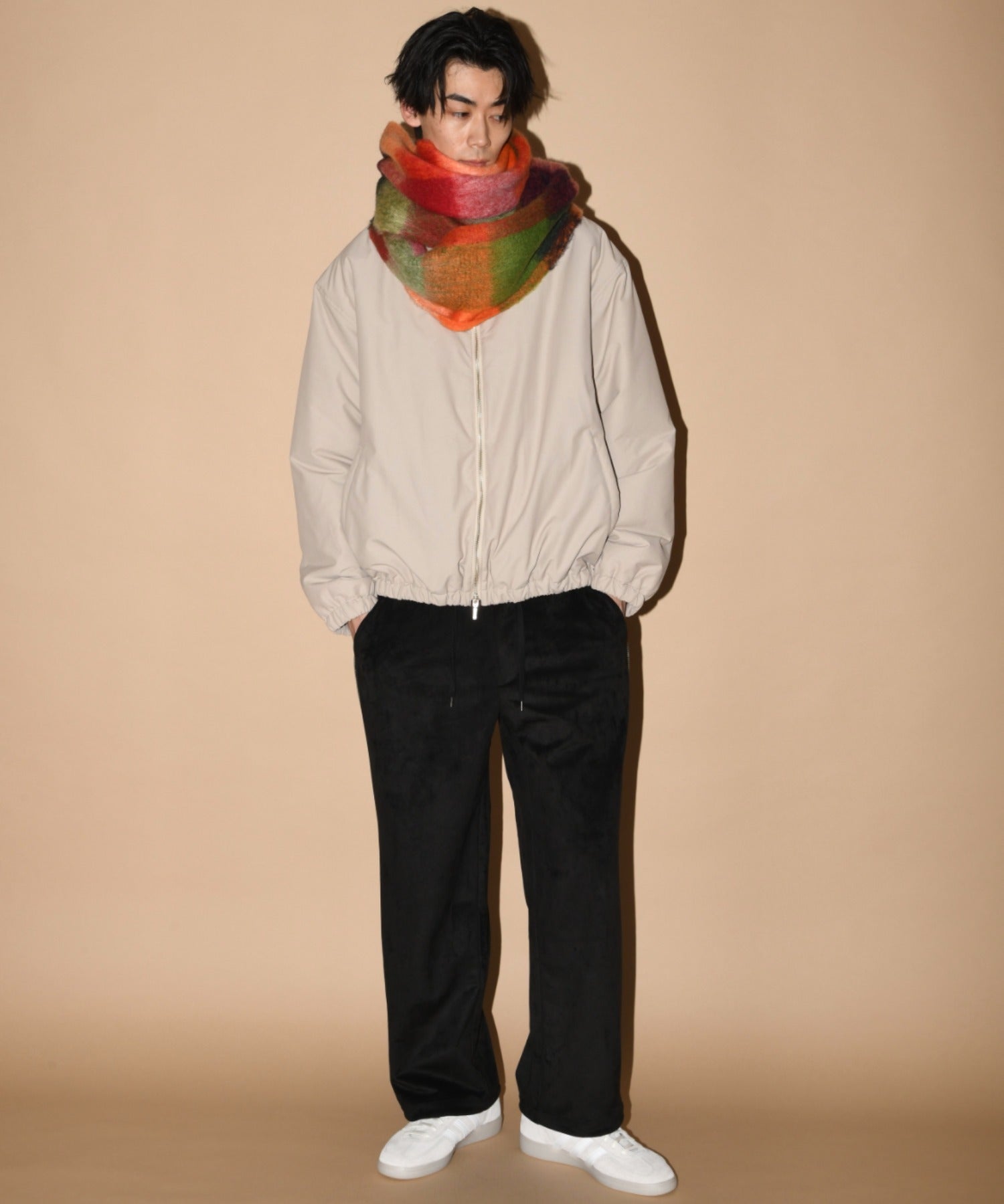 Faux Suede Side-zip Wide Pants - l.khaki