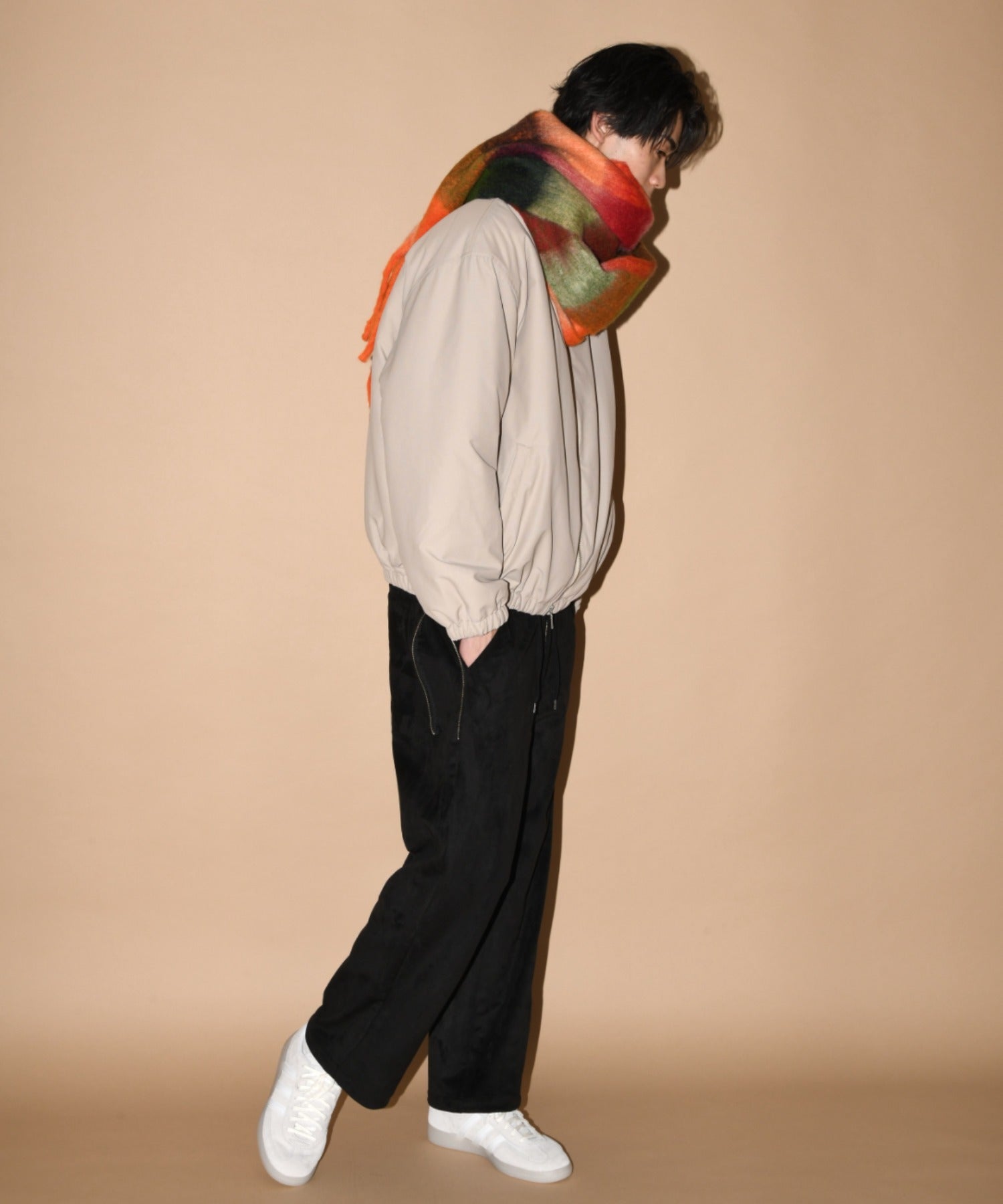 Faux Suede Side-zip Wide Pants - l.khaki