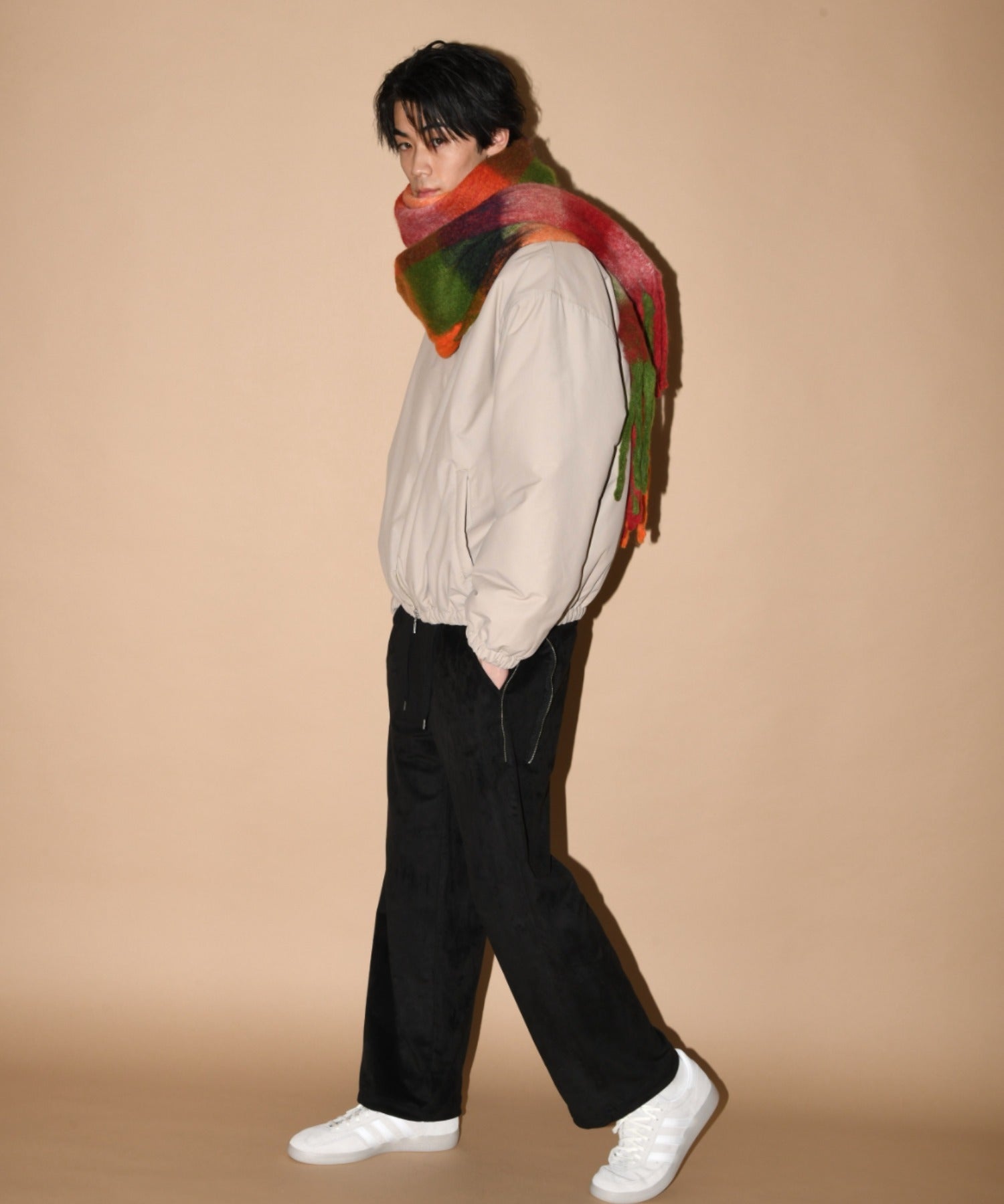 Faux Suede Side-zip Wide Pants - l.khaki