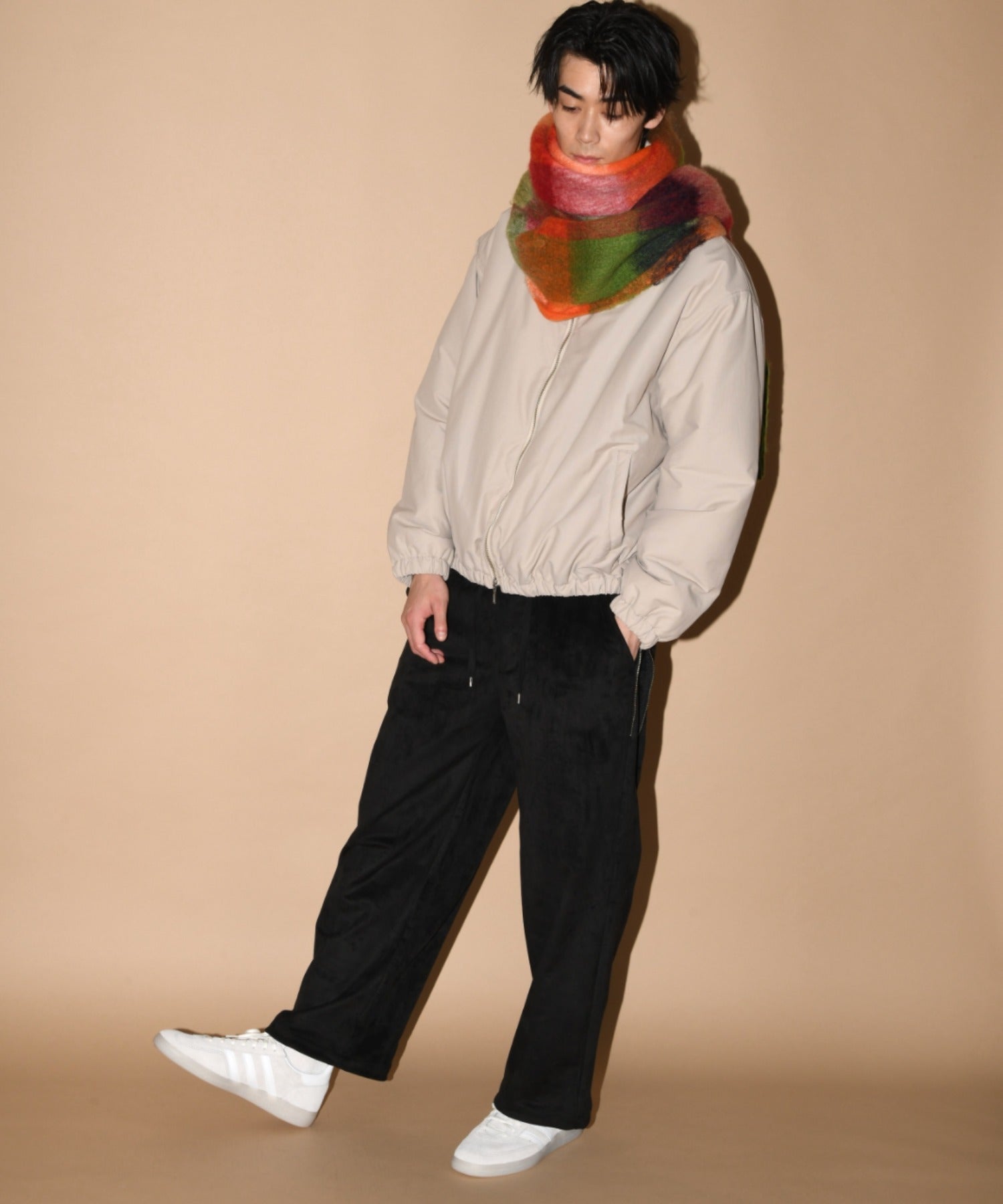 Faux Suede Side-zip Wide Pants - l.khaki