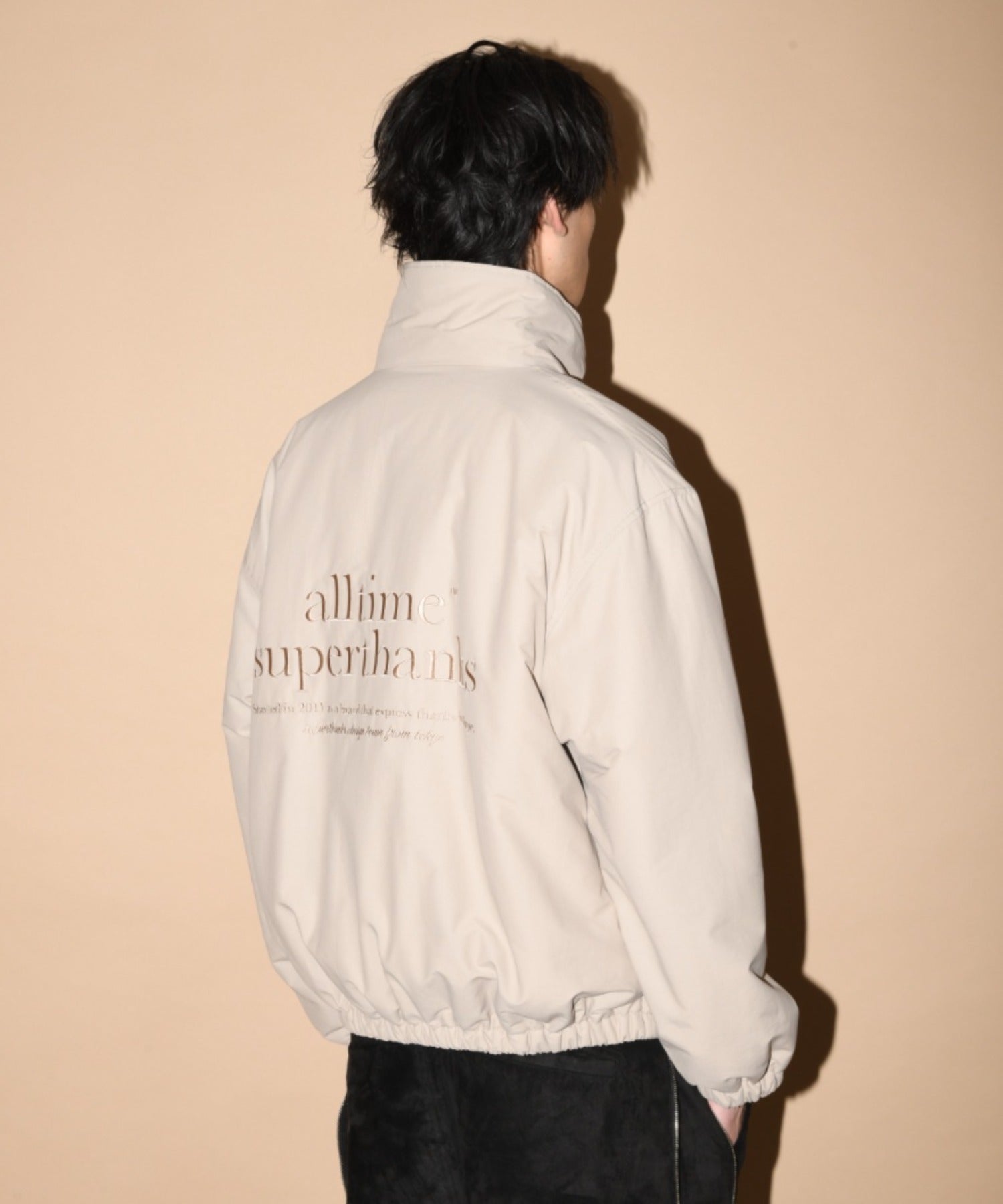 Zip-up Padded Short Jacket - greige