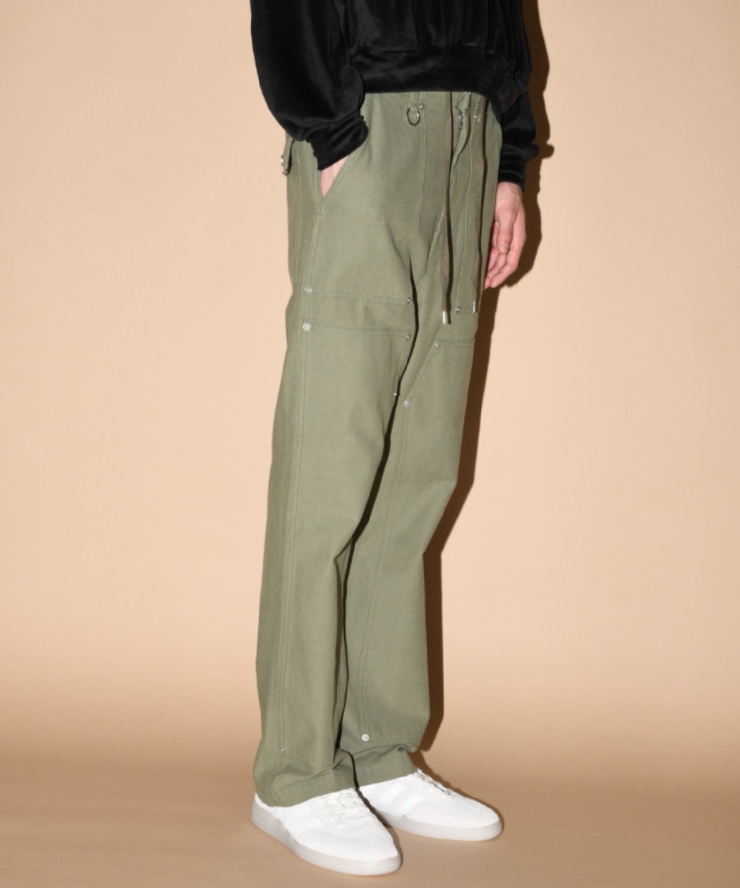 Double Knee Baker Pants - l.khaki backsatin